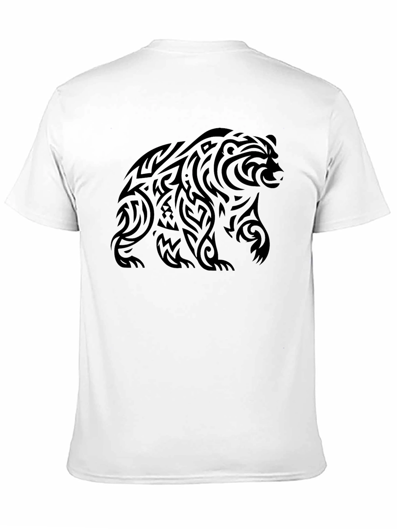 Black Tribal Bear Graphic Tee - Black Cotton Casual Shirt view 11