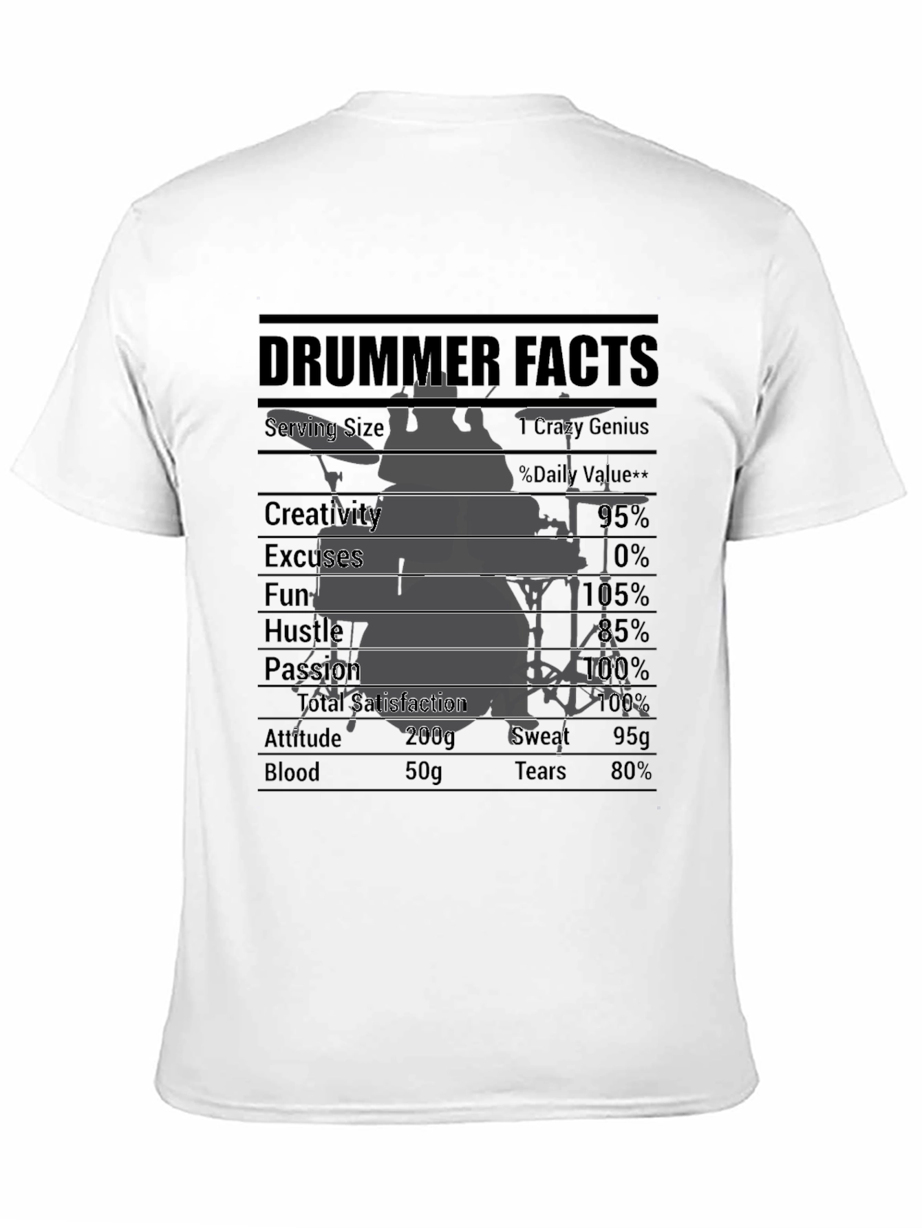 Black Drummer Facts T-Shirt: Crazy Genius Percussion Tee view 11