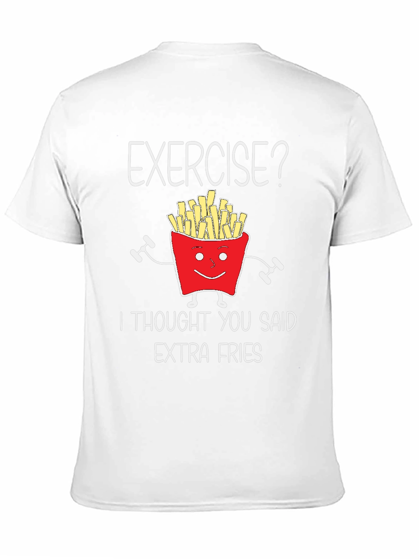 Black Funny Exercise Extra Fries Graphic T-Shirt view 11