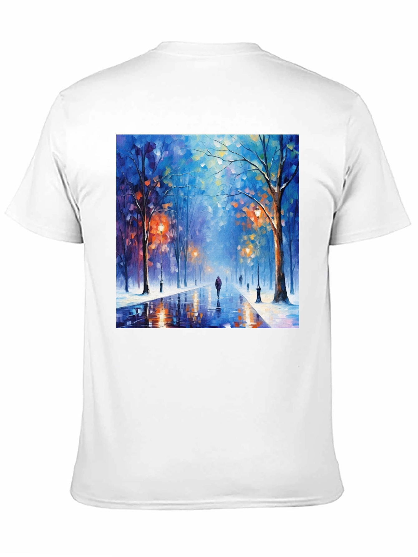 Black Artistic Winter Street Scene T-Shirt view 11