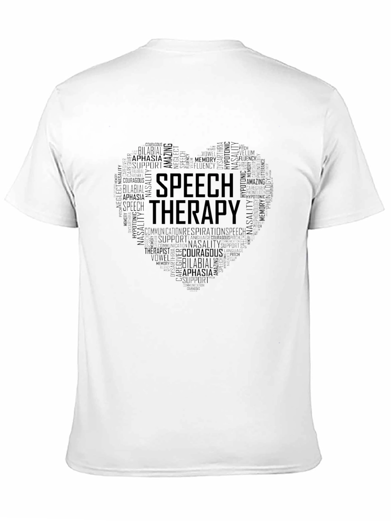 Black Speech Therapy Heart Word Art T-Shirt view 11