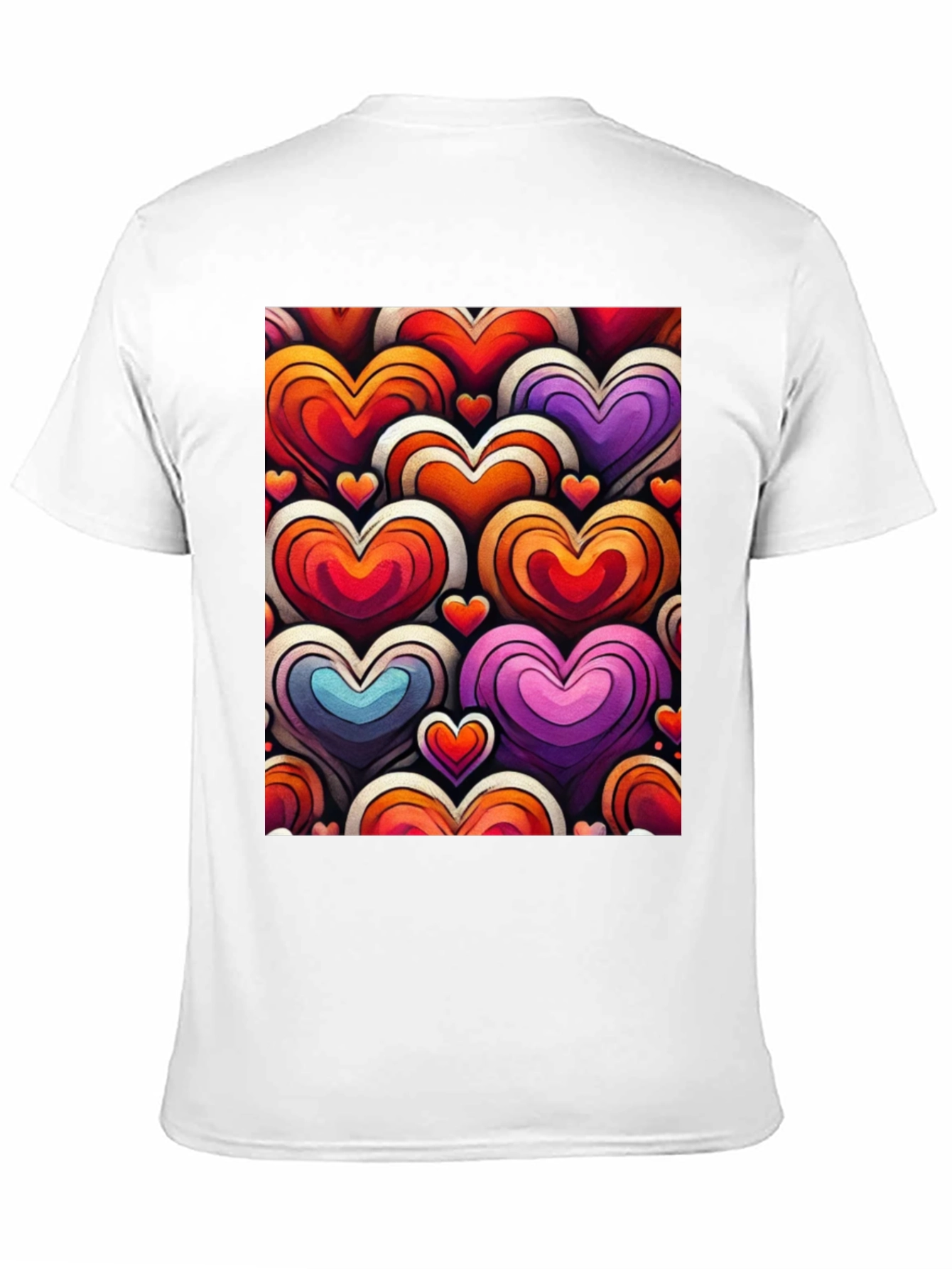 Black Heart Pattern Graphic Tee - Stylish and Unique view 11