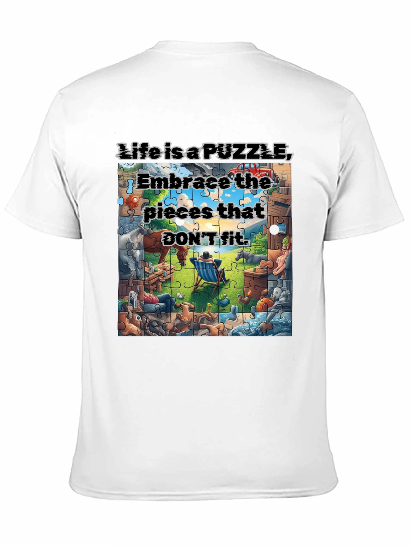 Black Puzzle Piece Life T-Shirt Embrace Uniqueness view 11