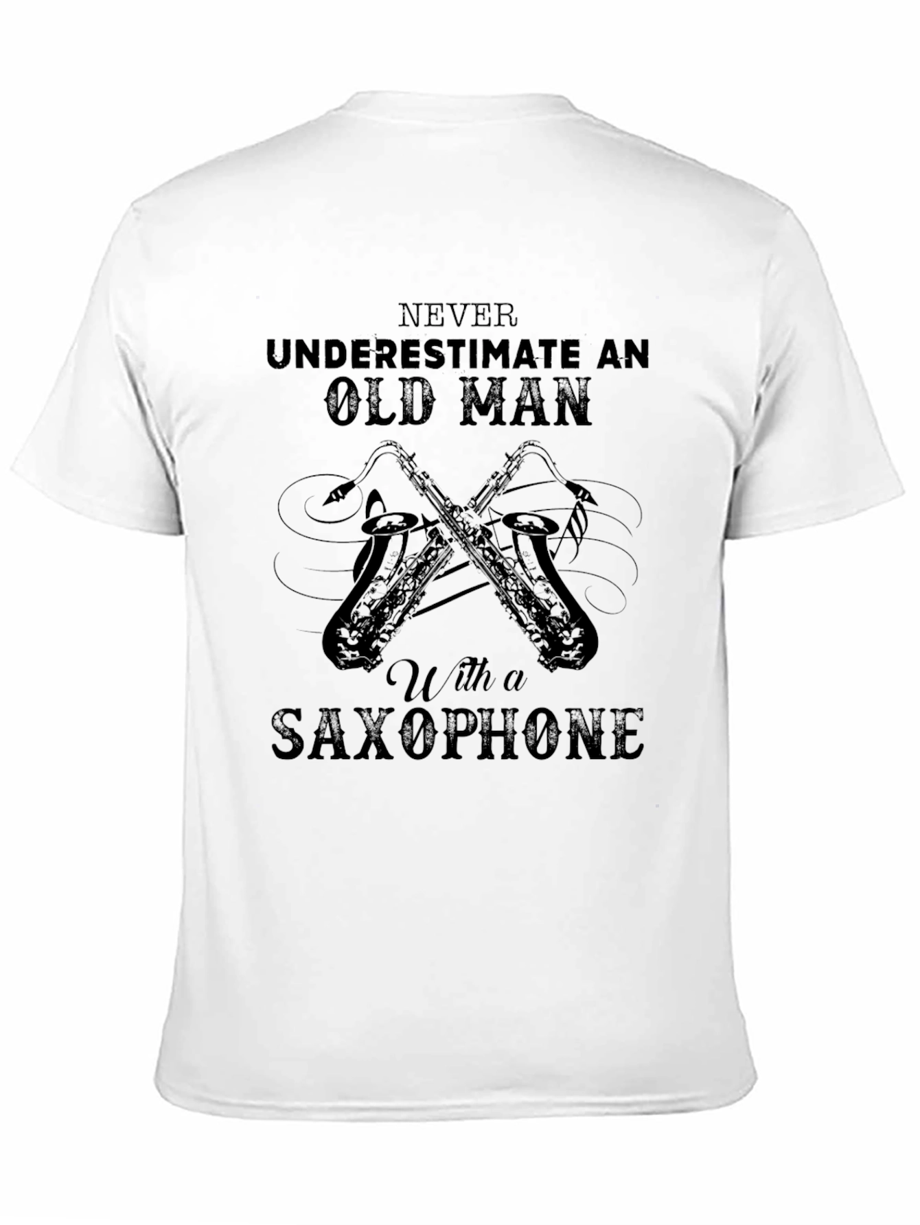 Black Old Man Saxophone Graphic T-Shirt view 11