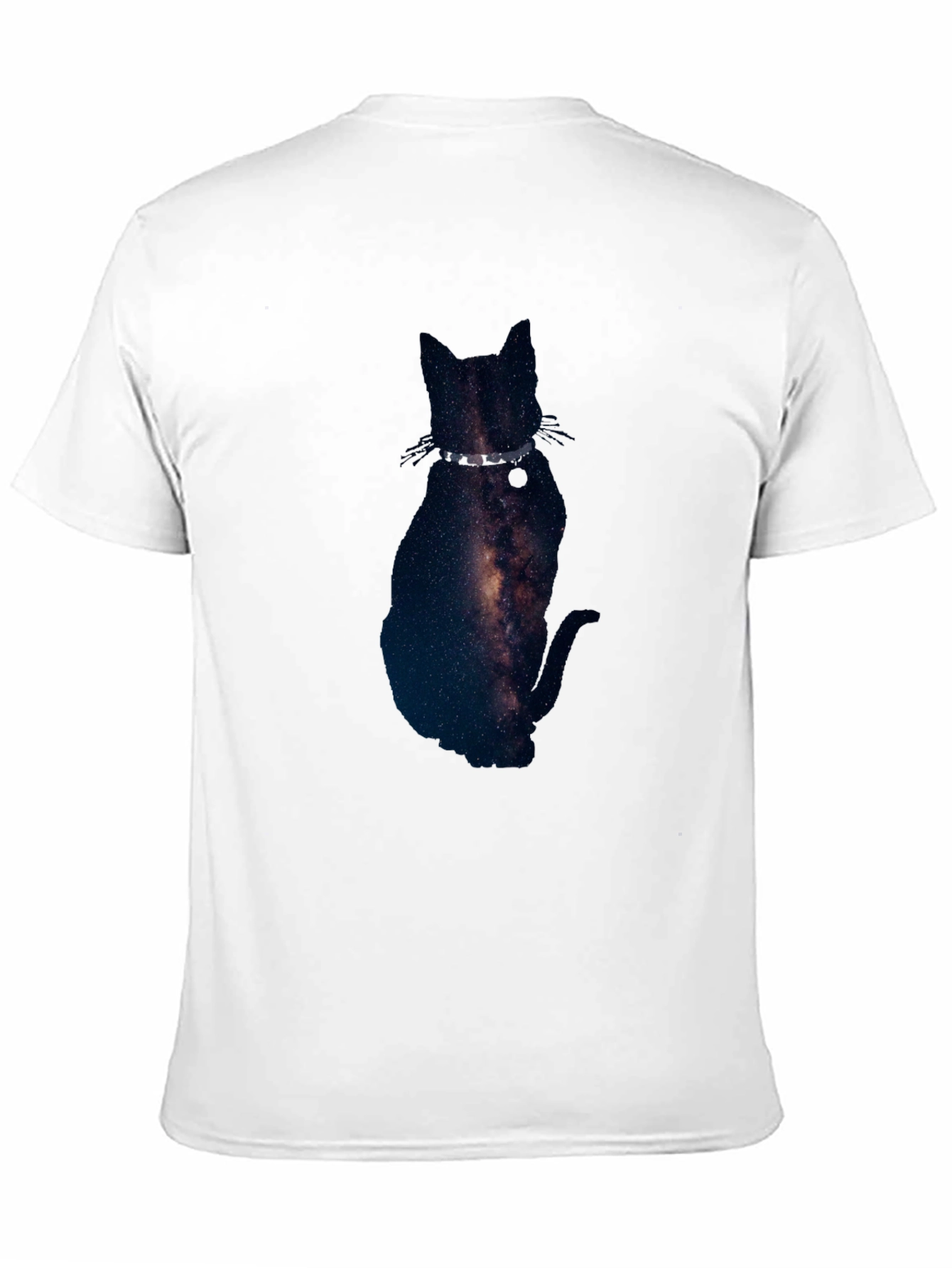 Black Galaxy Cat Graphic Tee - Black Cotton Blend T-Shirt view 11