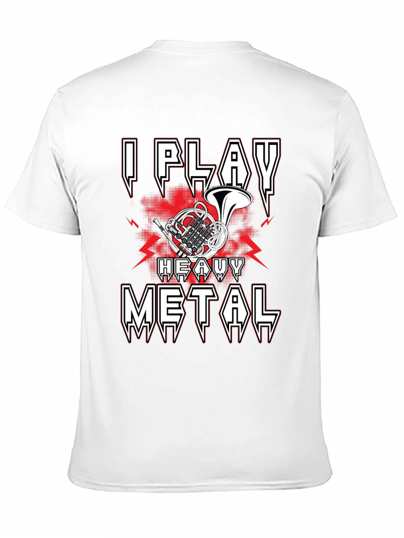 Black I Play Heavy Metal French Horn Music T-Shirt view 11