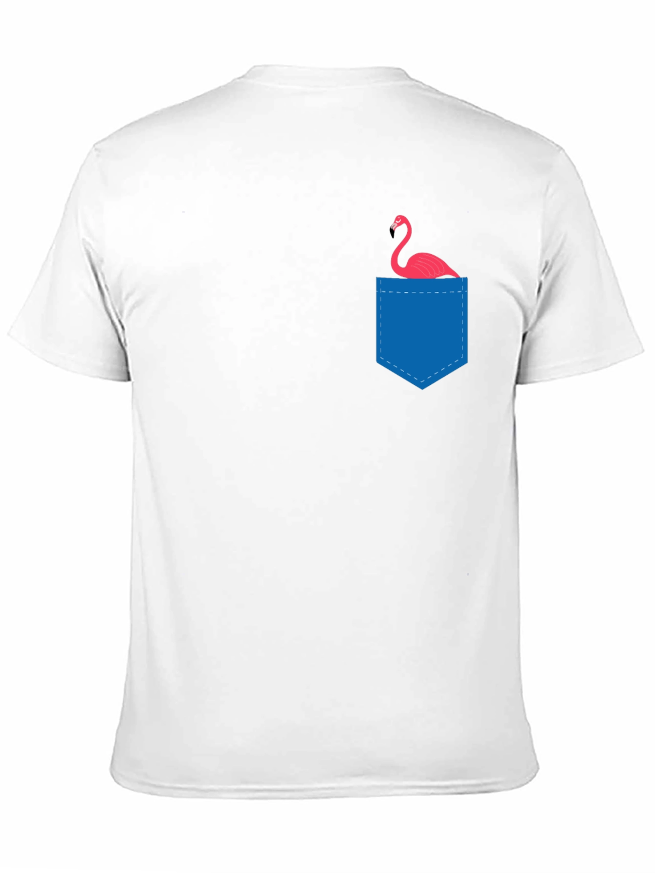 Black Men's Black T-Shirt with Flamingo Pocket view 11