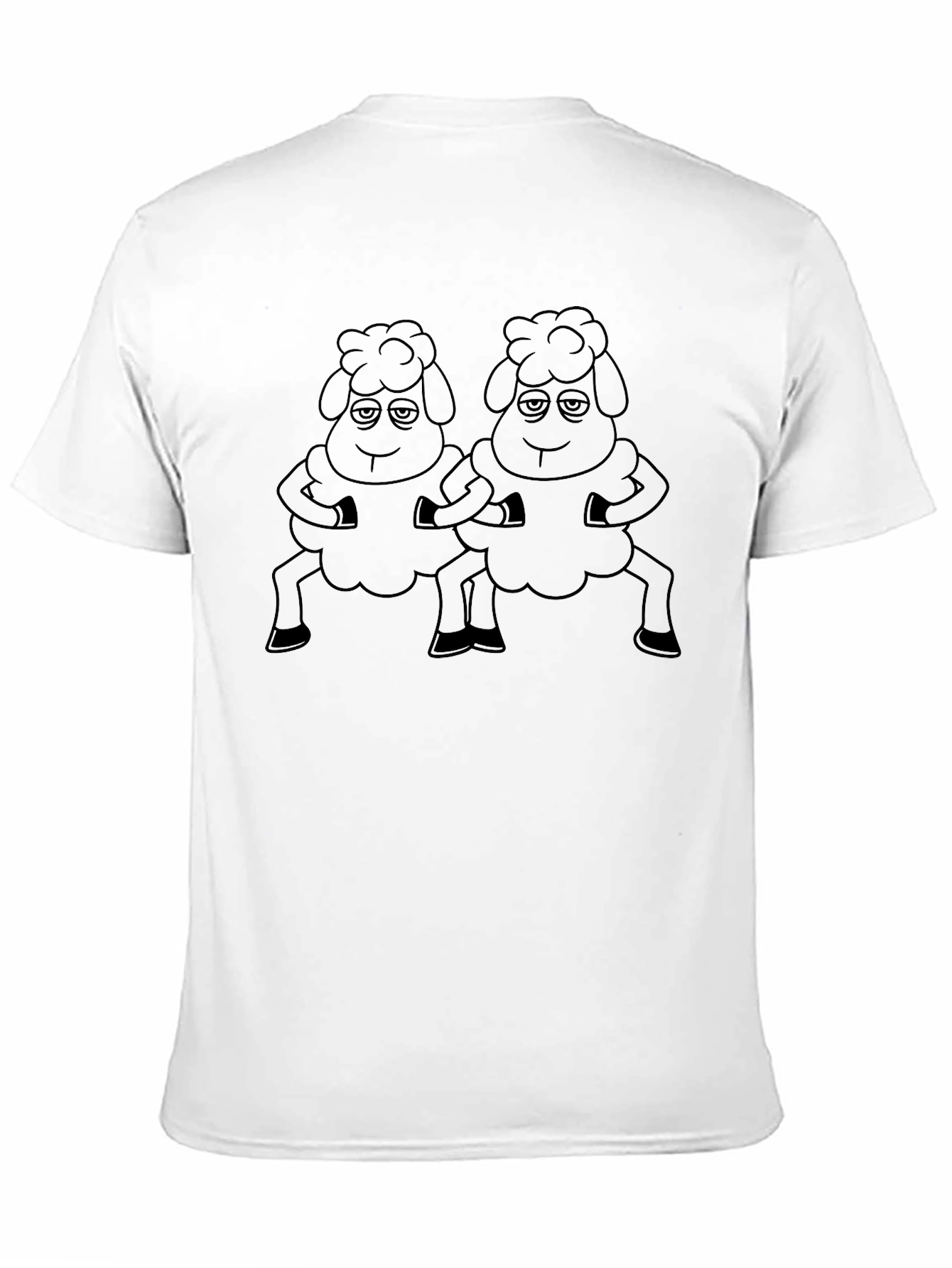 Black Cartoon Sheep T-Shirt, Black Cotton Tee view 11