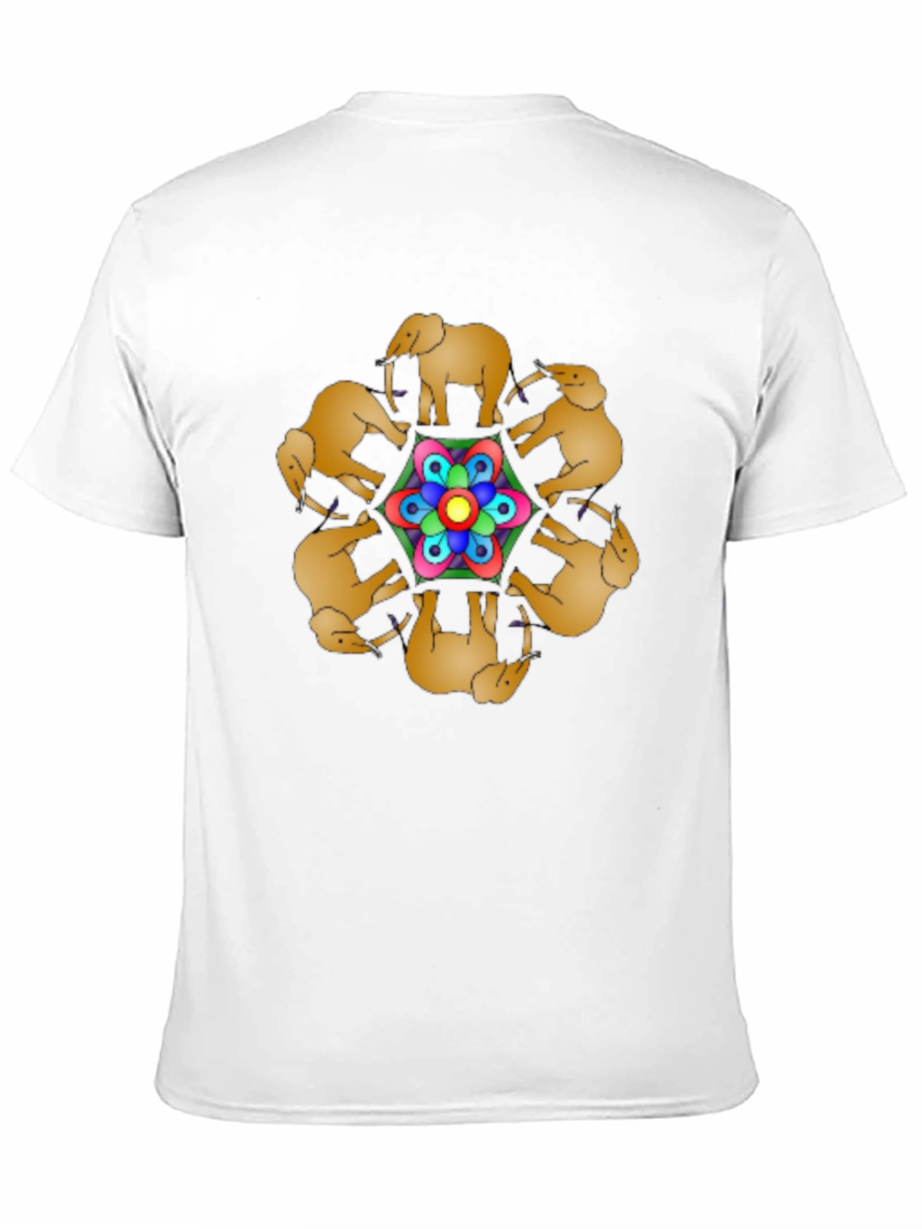 Black Elephant Mandala Black T-Shirt view 11