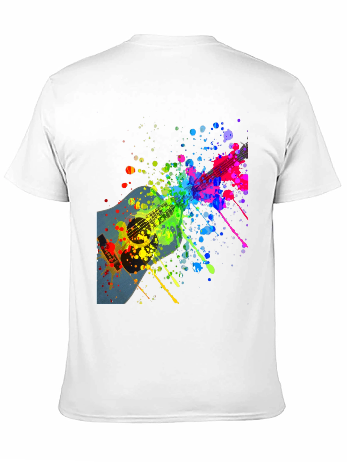 Black Colorful Guitar Splatter T-Shirt - Music Lover Tee view 11