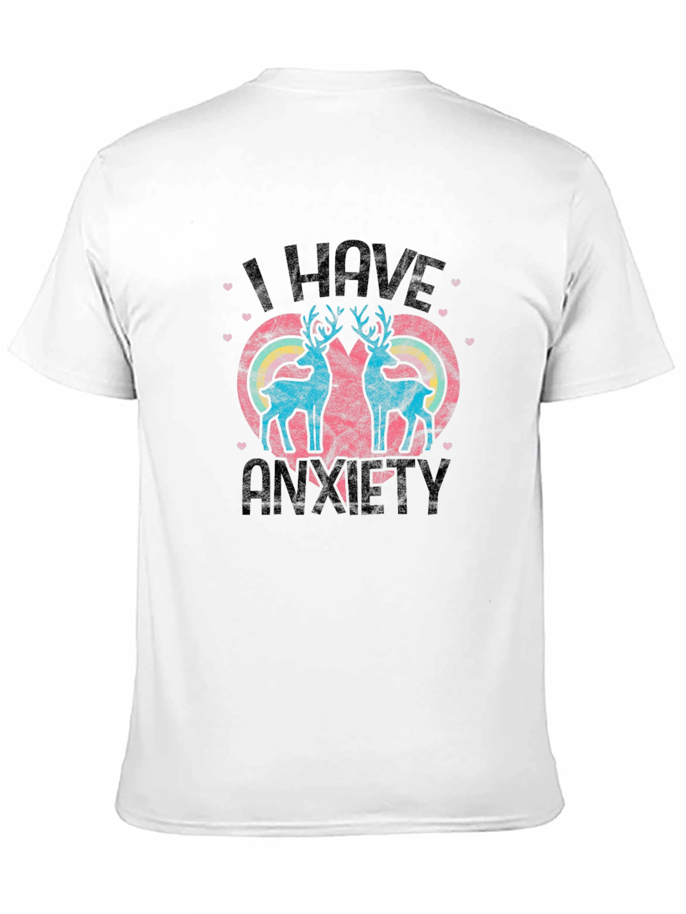 Black I Have Anxiety T-Shirt with Reindeer Heart Design view 11