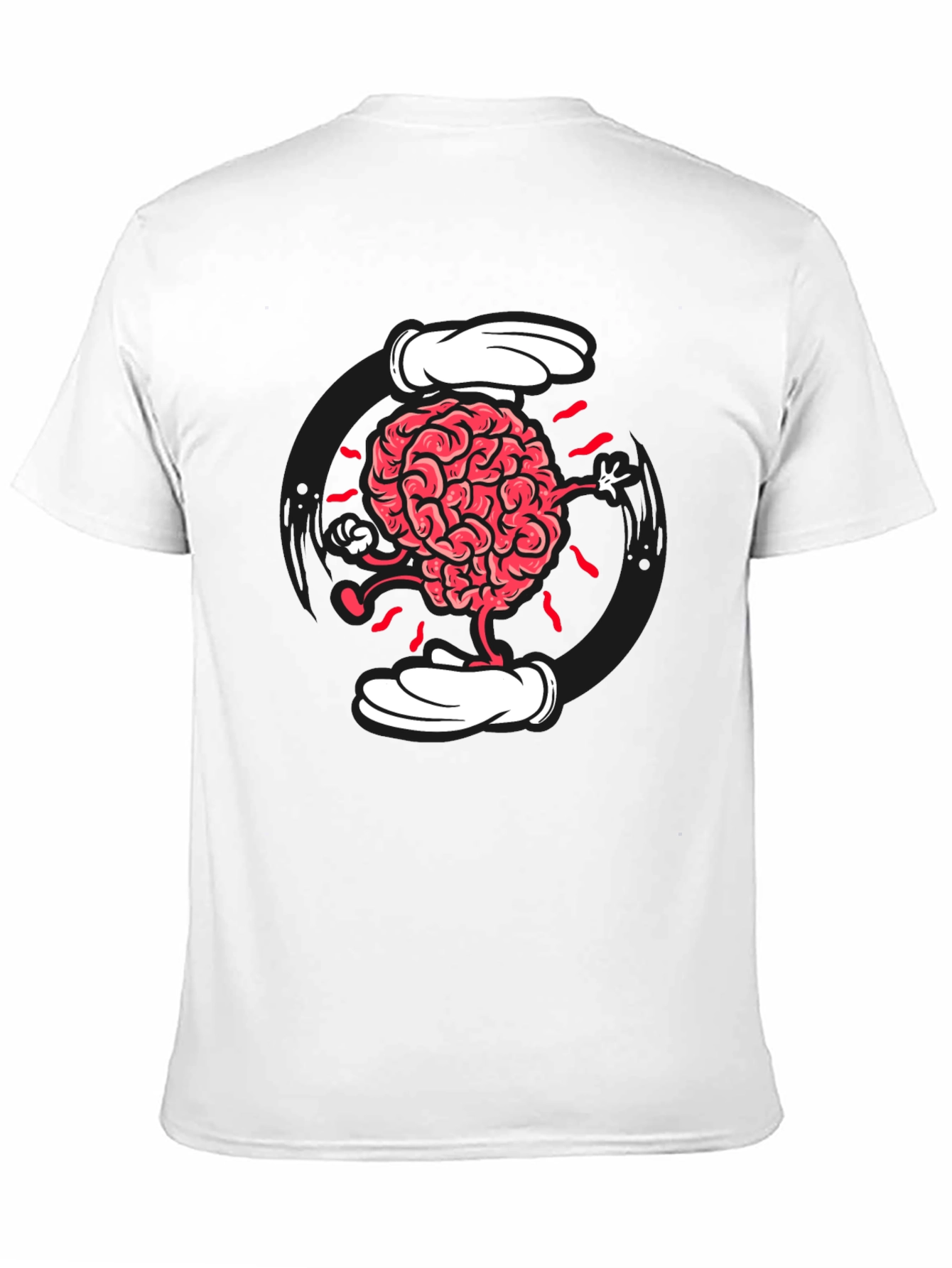 Black Cartoon Brain Graphic Tee - Black Cotton Blend view 11