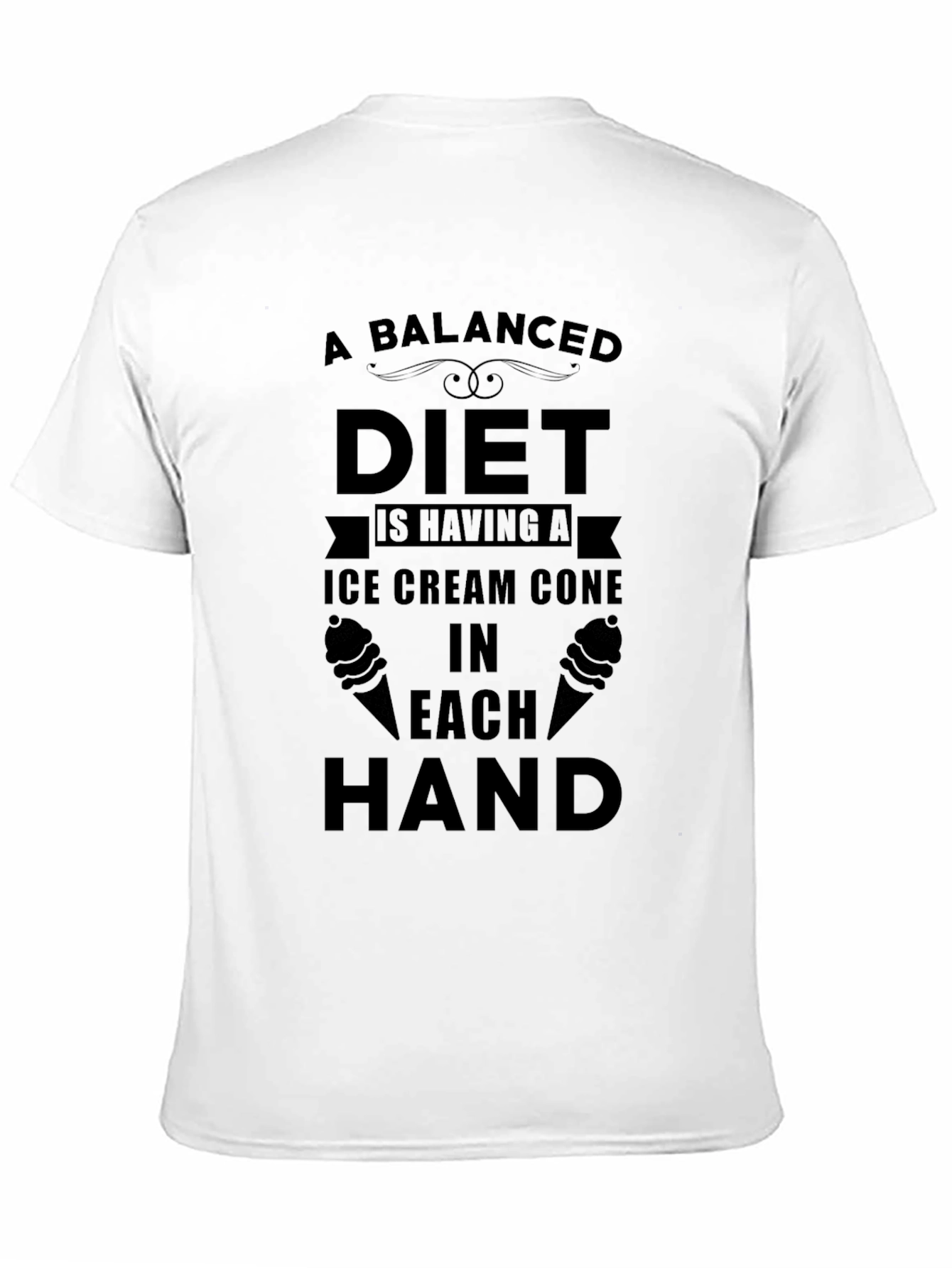 Black Funny Balanced Diet Ice Cream T-Shirt view 11