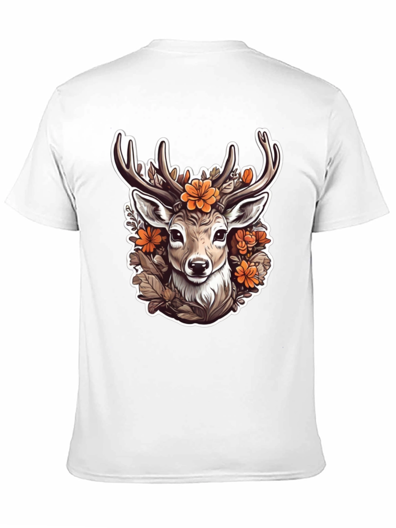 Black Floral Deer Head Graphic T-Shirt view 11