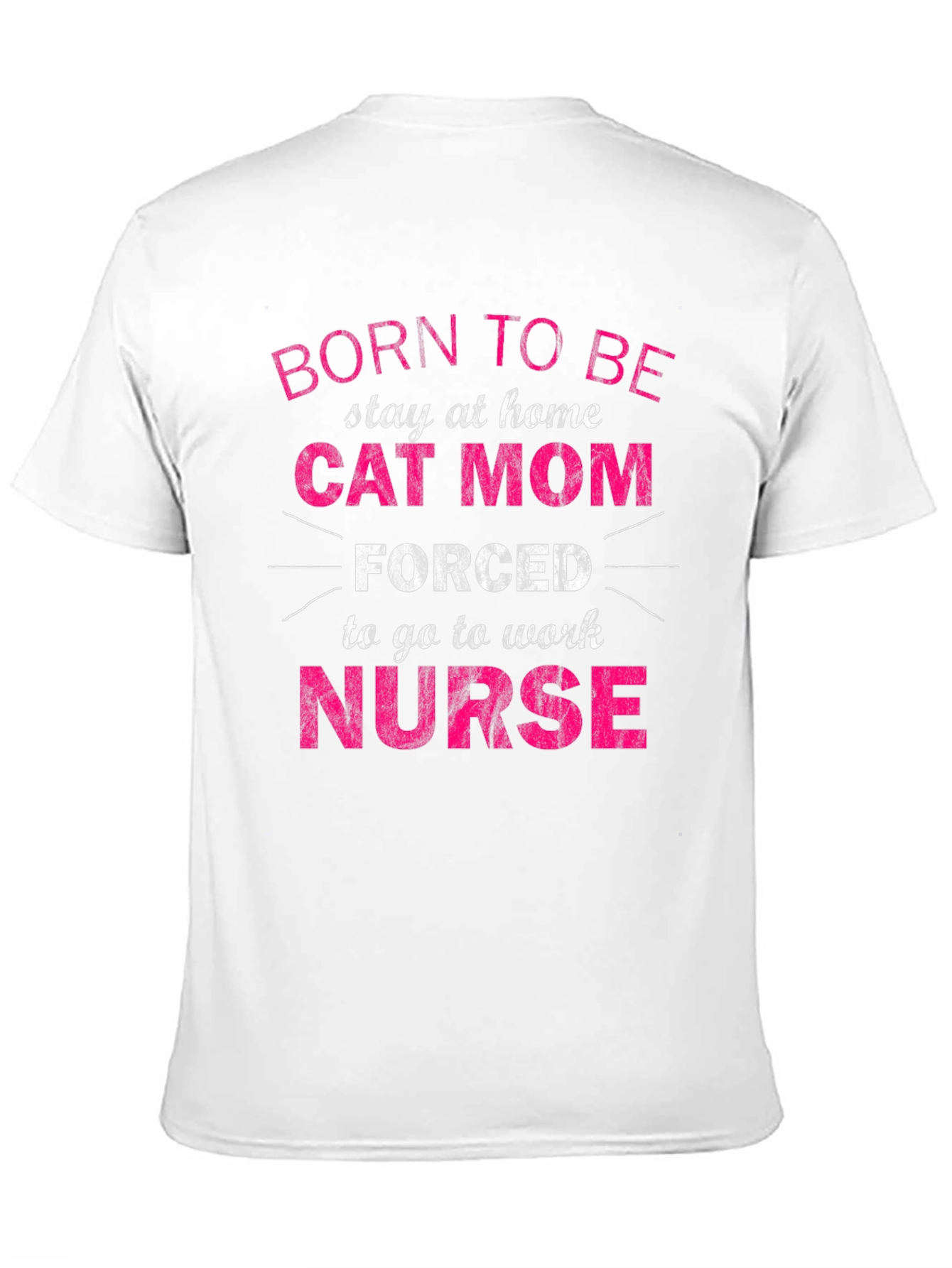 Black Born to Be Cat Mom Nurse T-Shirt view 11