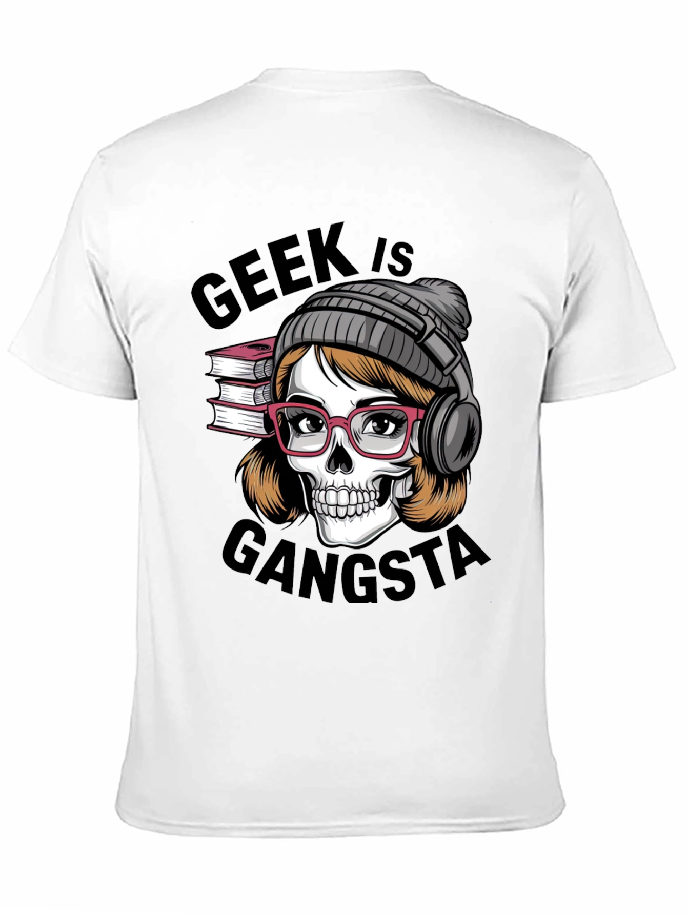 Black Geek is Gangsta T-Shirt - Skull with Glasses and Headphones view 11