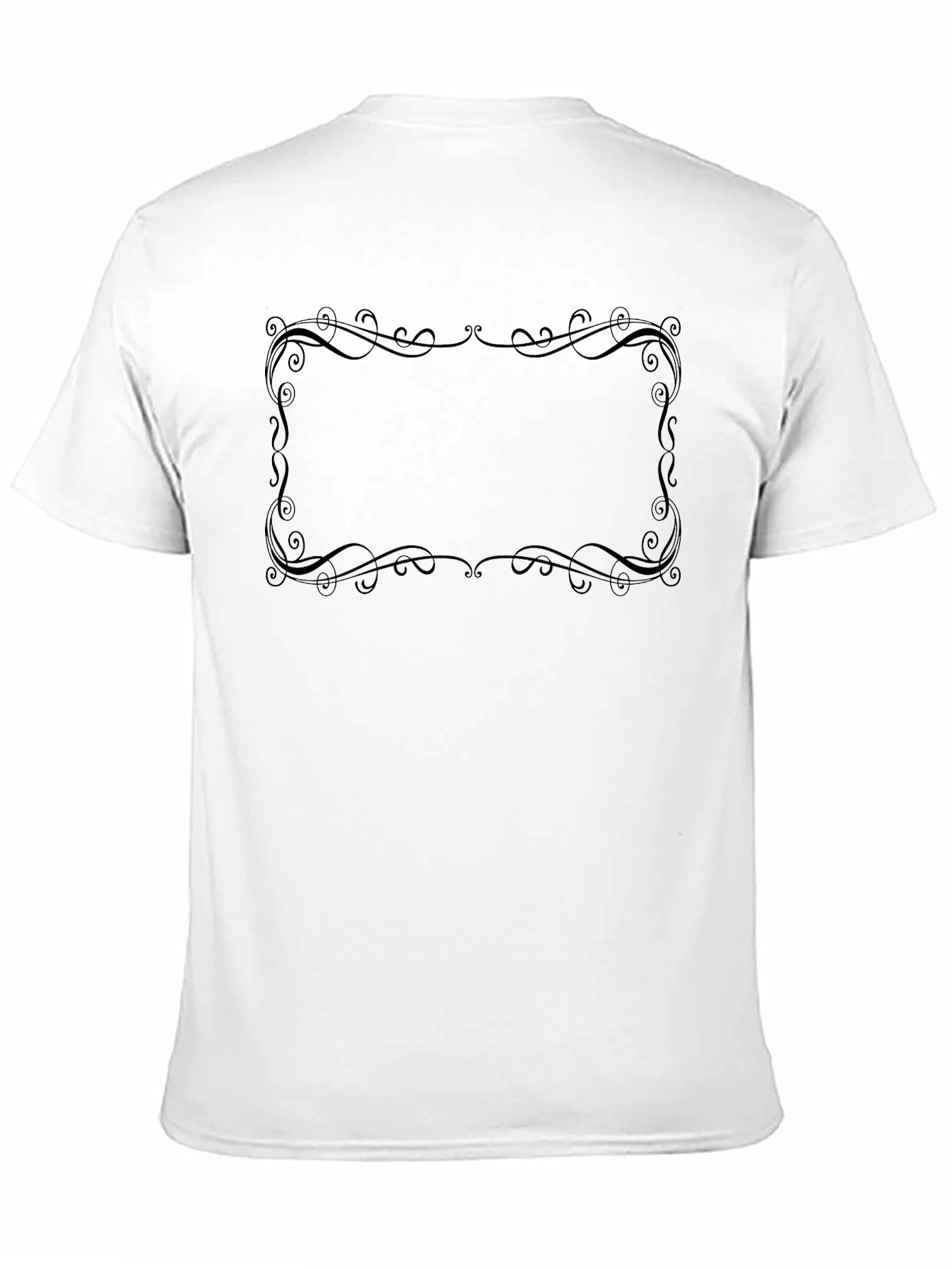 Black Men's Black T-Shirt with Ornamental Frame Design view 11