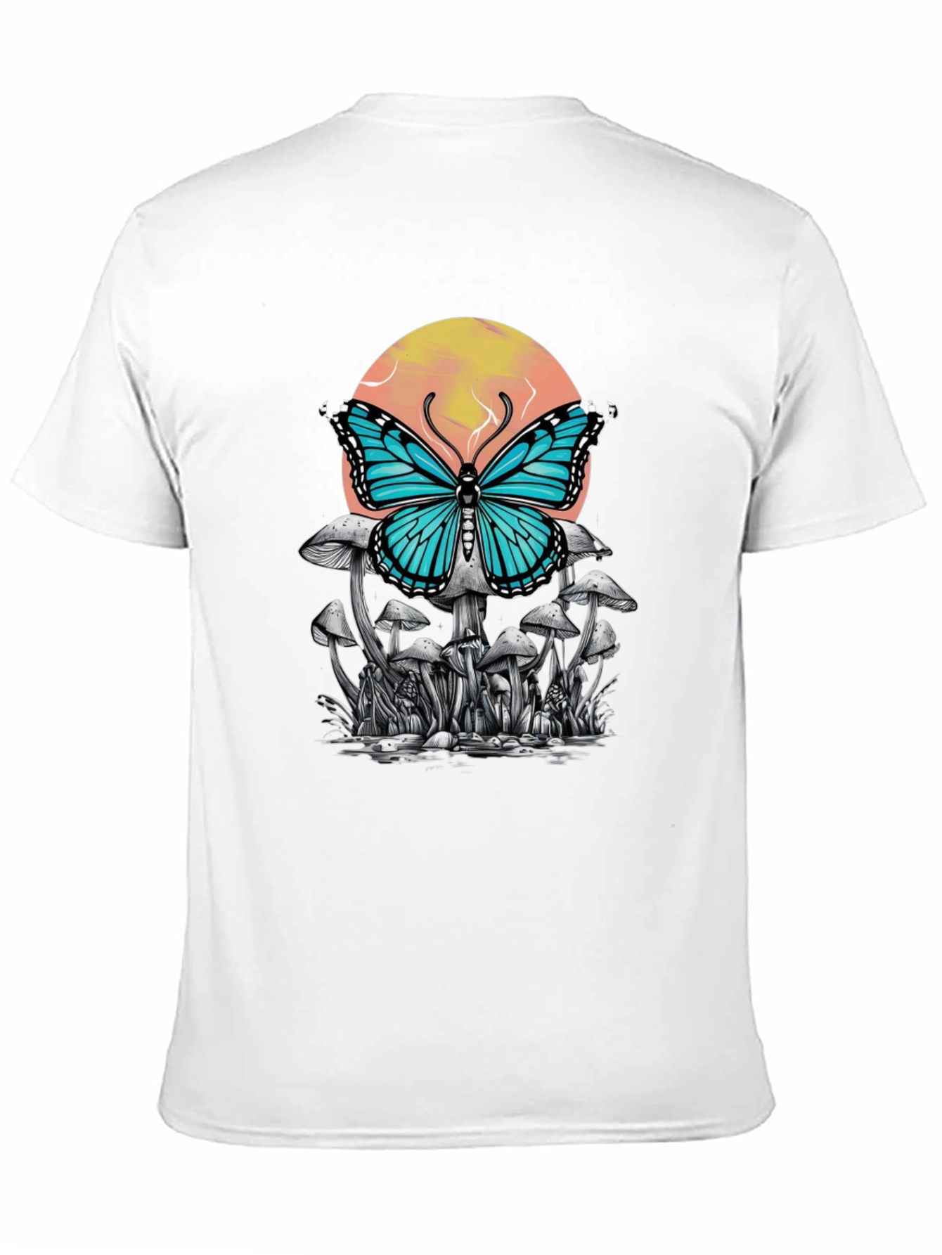 Black Butterfly Mushroom Graphic Tee - Black view 11