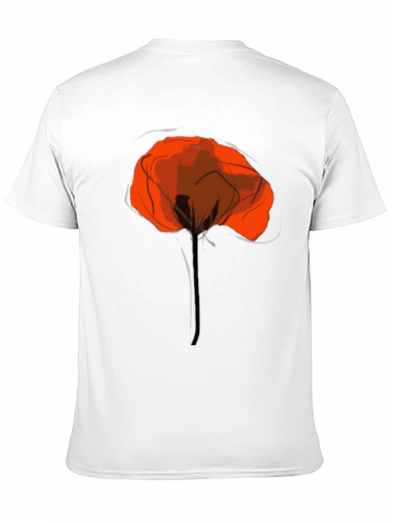 Black Abstract Poppy Graphic Print Black T-Shirt view 11