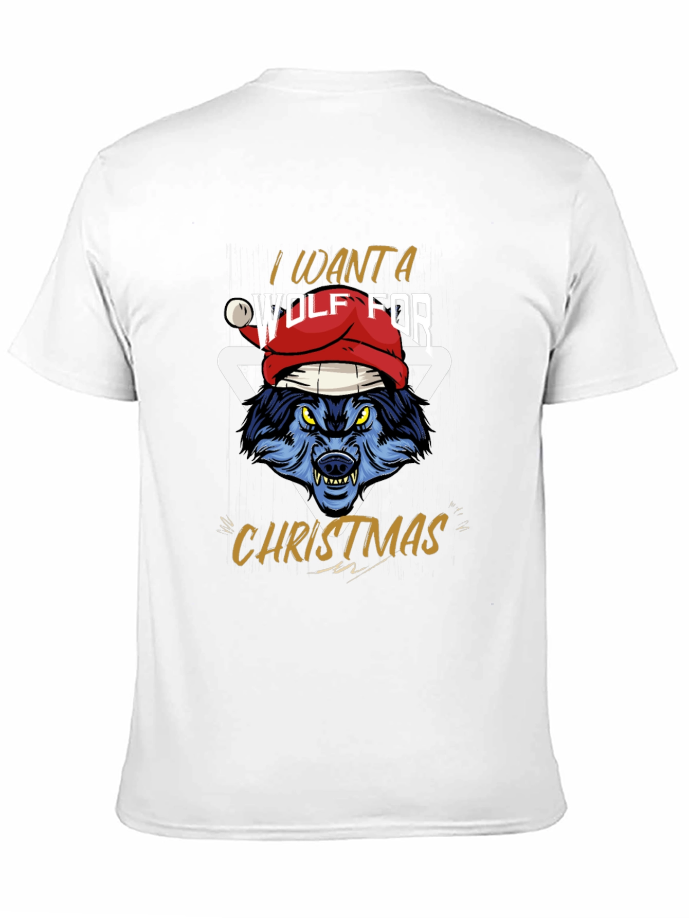Black Wolf Christmas T-Shirt - I Want A Wolf For Christmas view 11