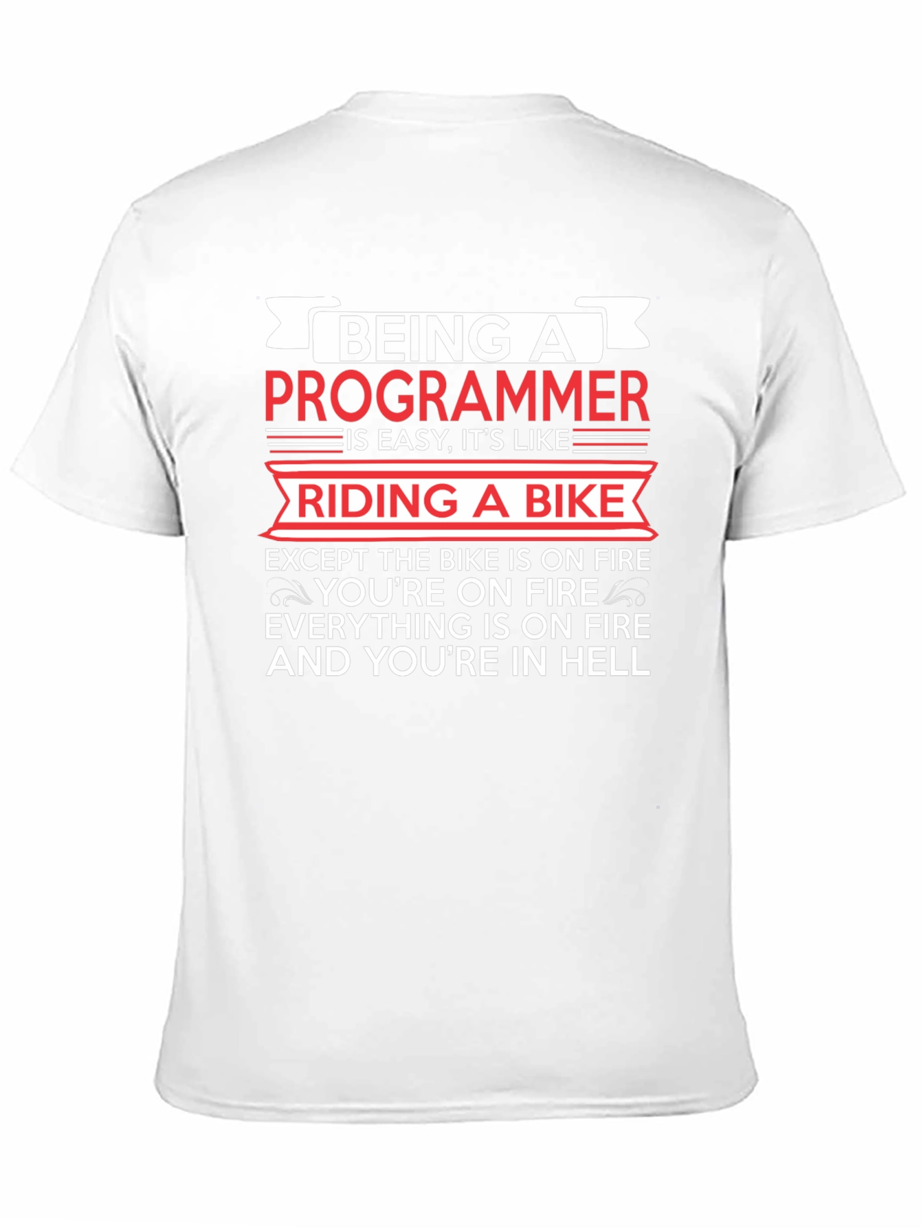 Black Programmer Humor T-Shirt - Riding a Bike in Hell view 11