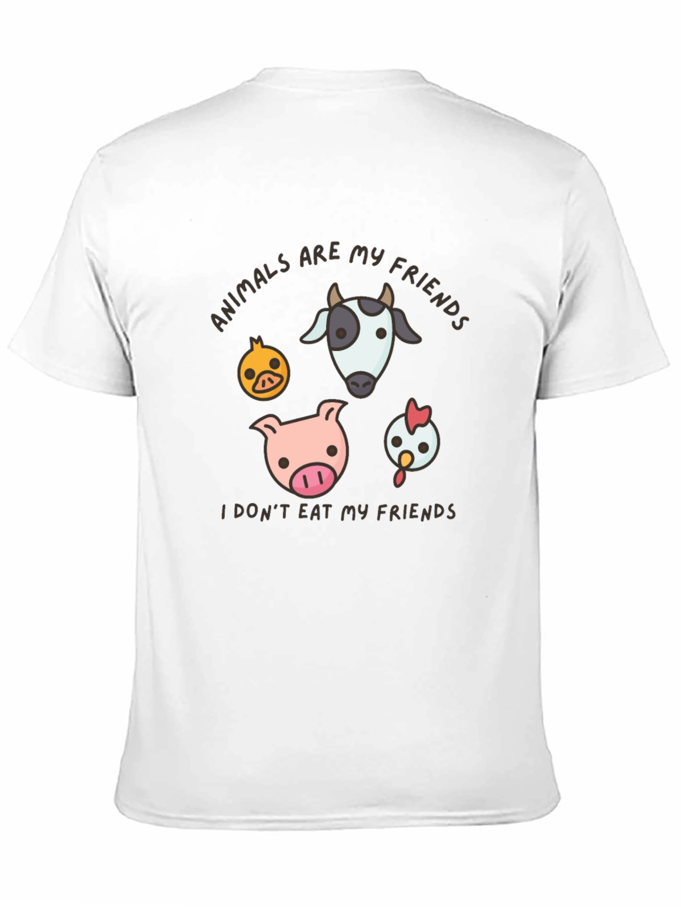 Black Vegan T-Shirt - Animals Are My Friends Tee view 11