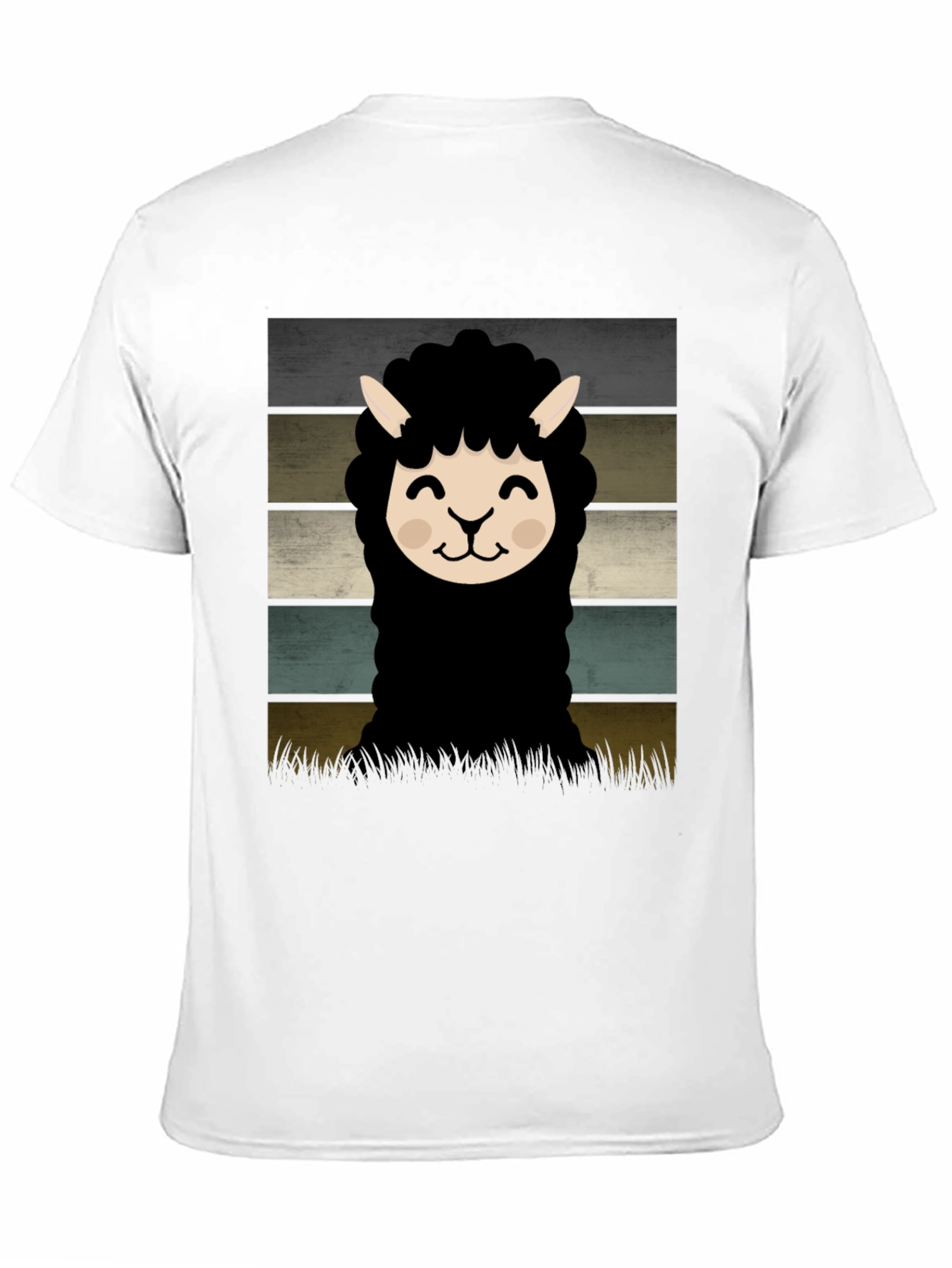 Black Retro Alpaca Graphic Tee - Black Cotton Blend view 11