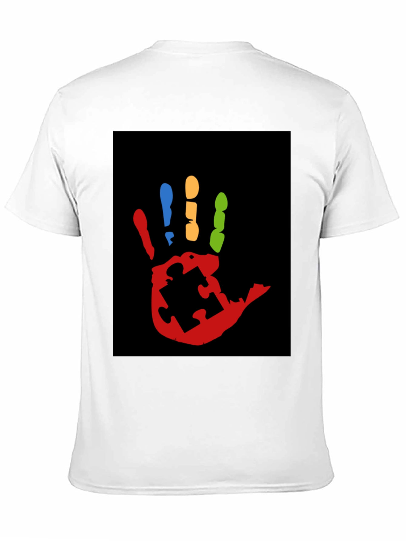 Black Autism Awareness Hand Print T-Shirt view 11
