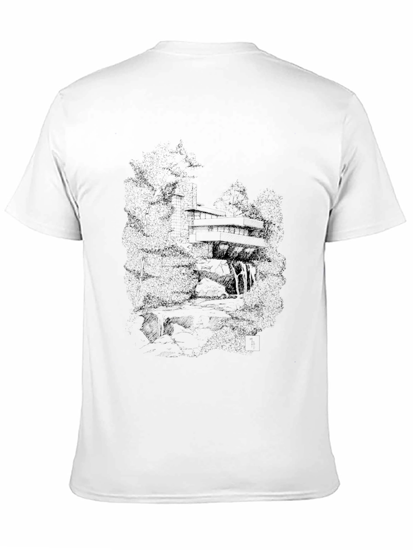 Black Modernist House Graphic Tee - Black Casual T-Shirt view 11