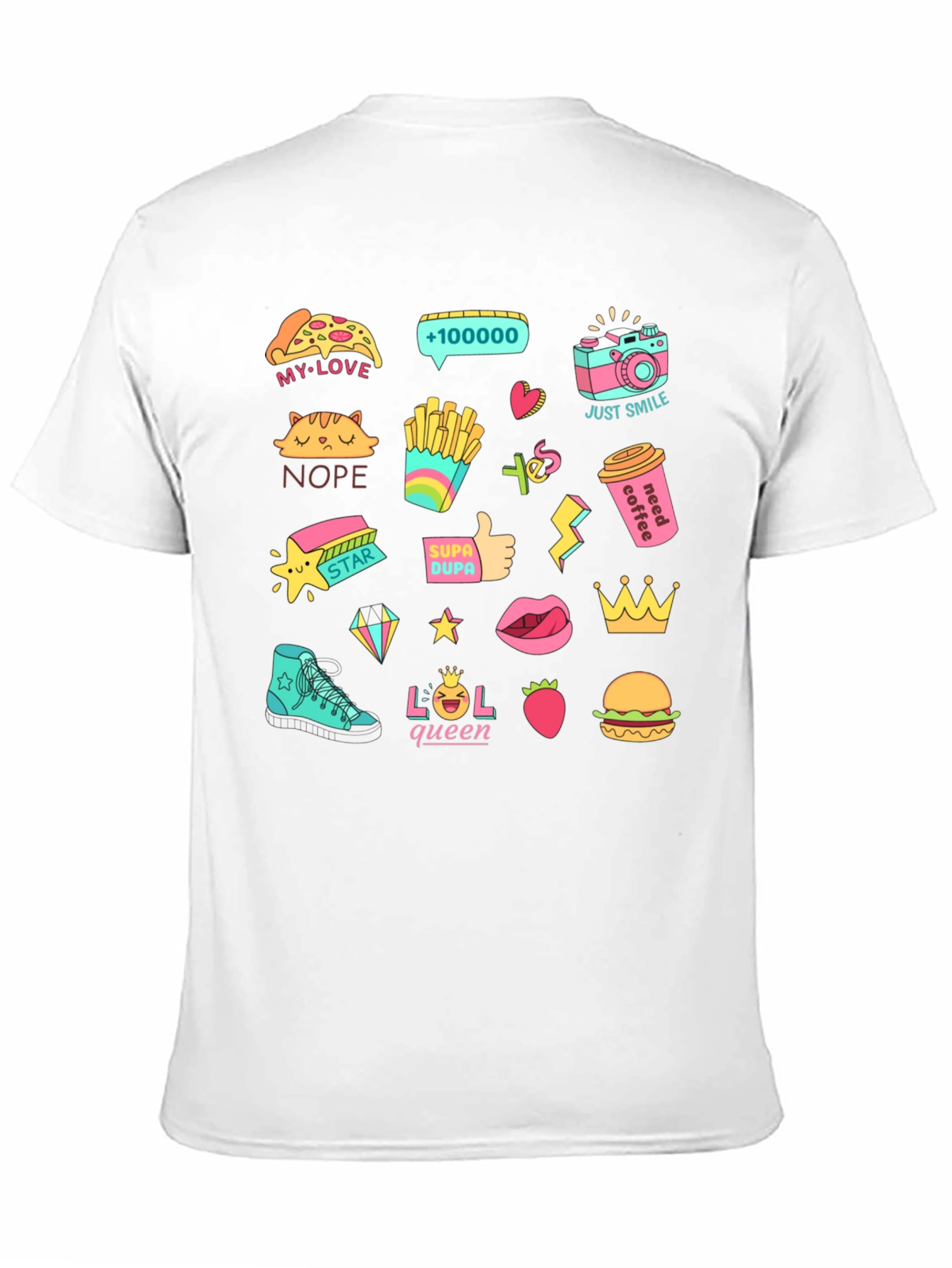 Black Sticker Bomb Graphic Print Black T-Shirt view 11