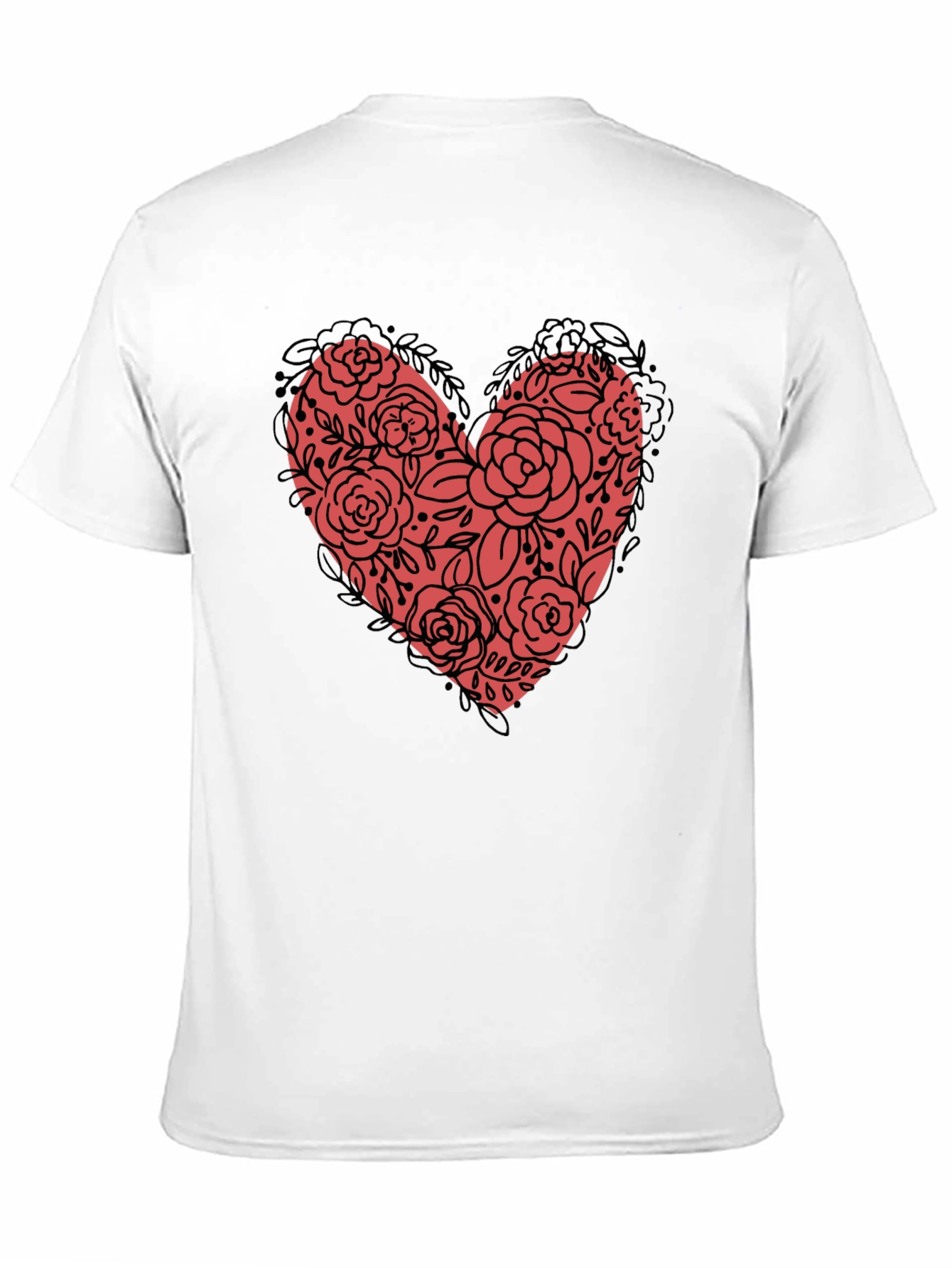 Black Floral Heart Graphic Tee - Black Unisex view 11