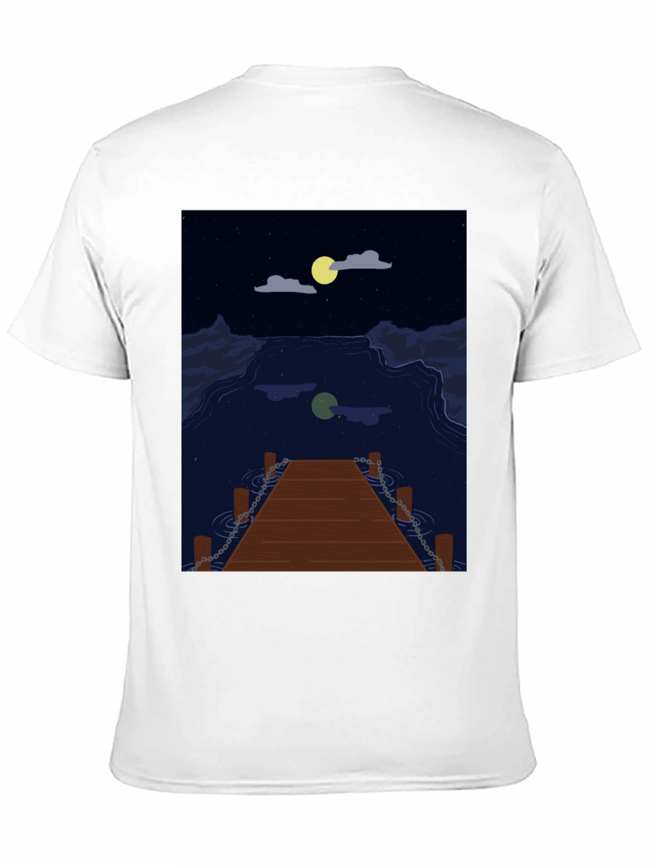 Black Night Lake Dock Graphic Tee view 11