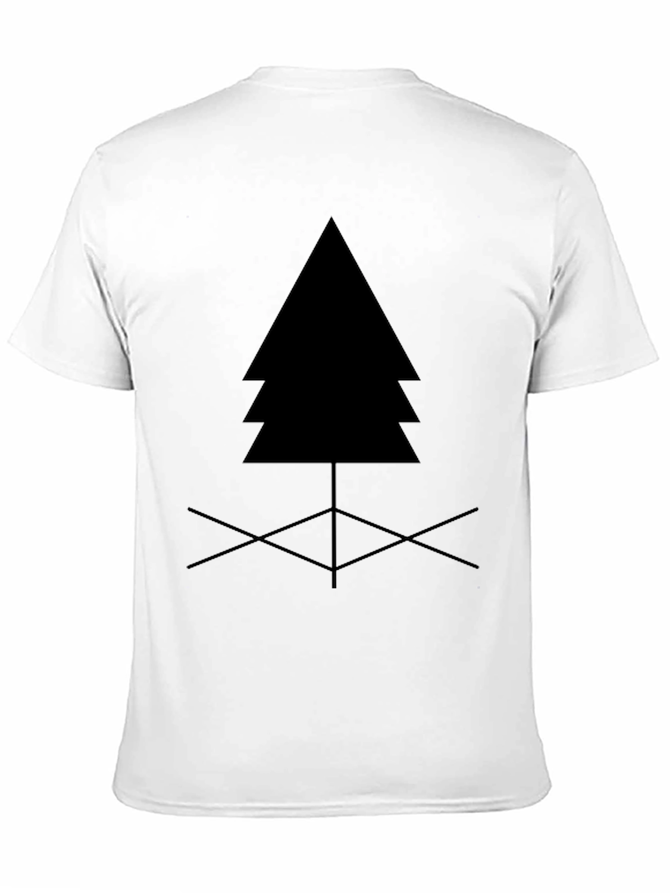 Black Minimalist Tree Graphic Tee - Black Cotton Blend view 11