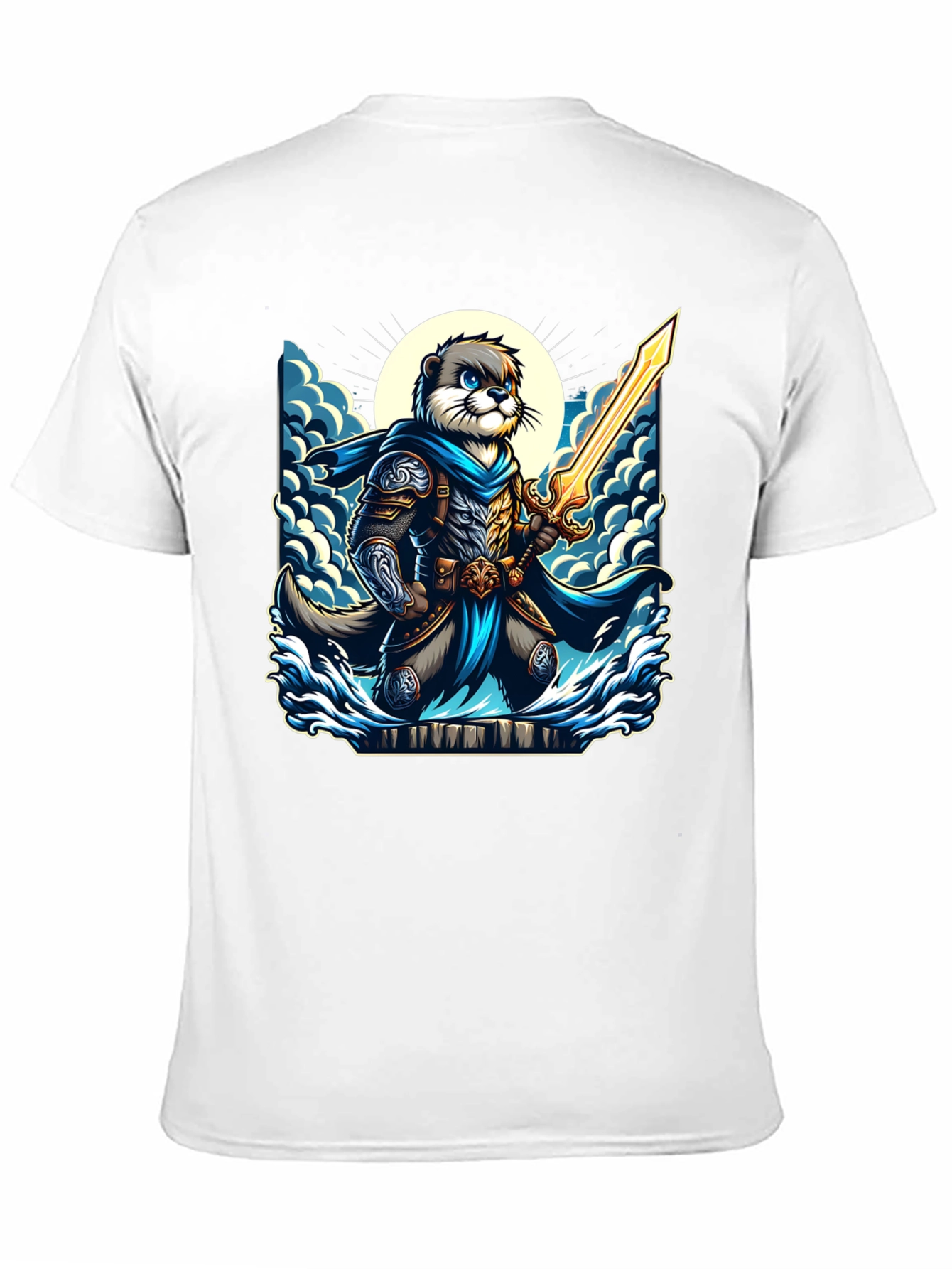 Black Otter Knight T-Shirt - Fantasy Graphic Tee view 11