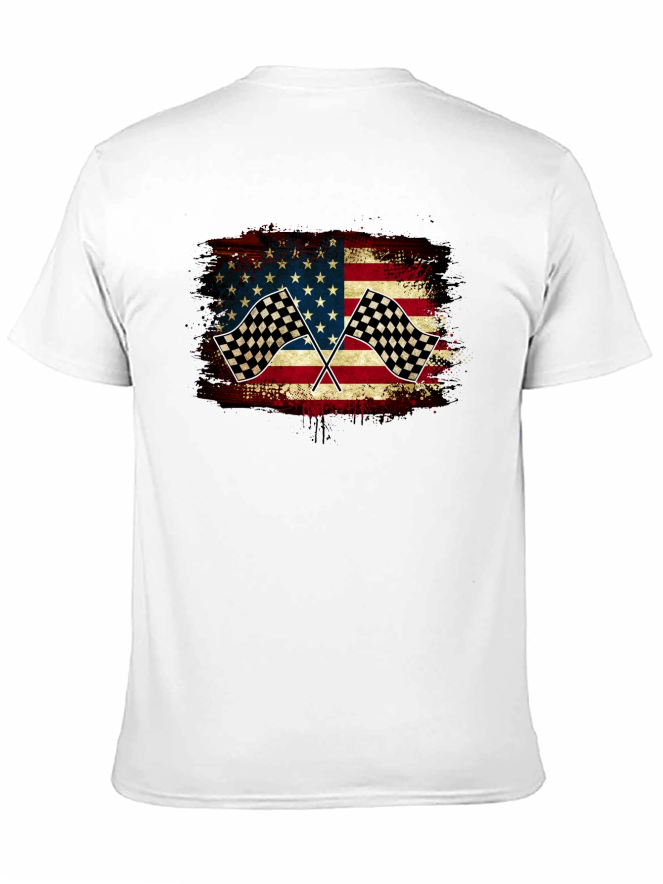 Black American Flag Race Car T-Shirt view 11