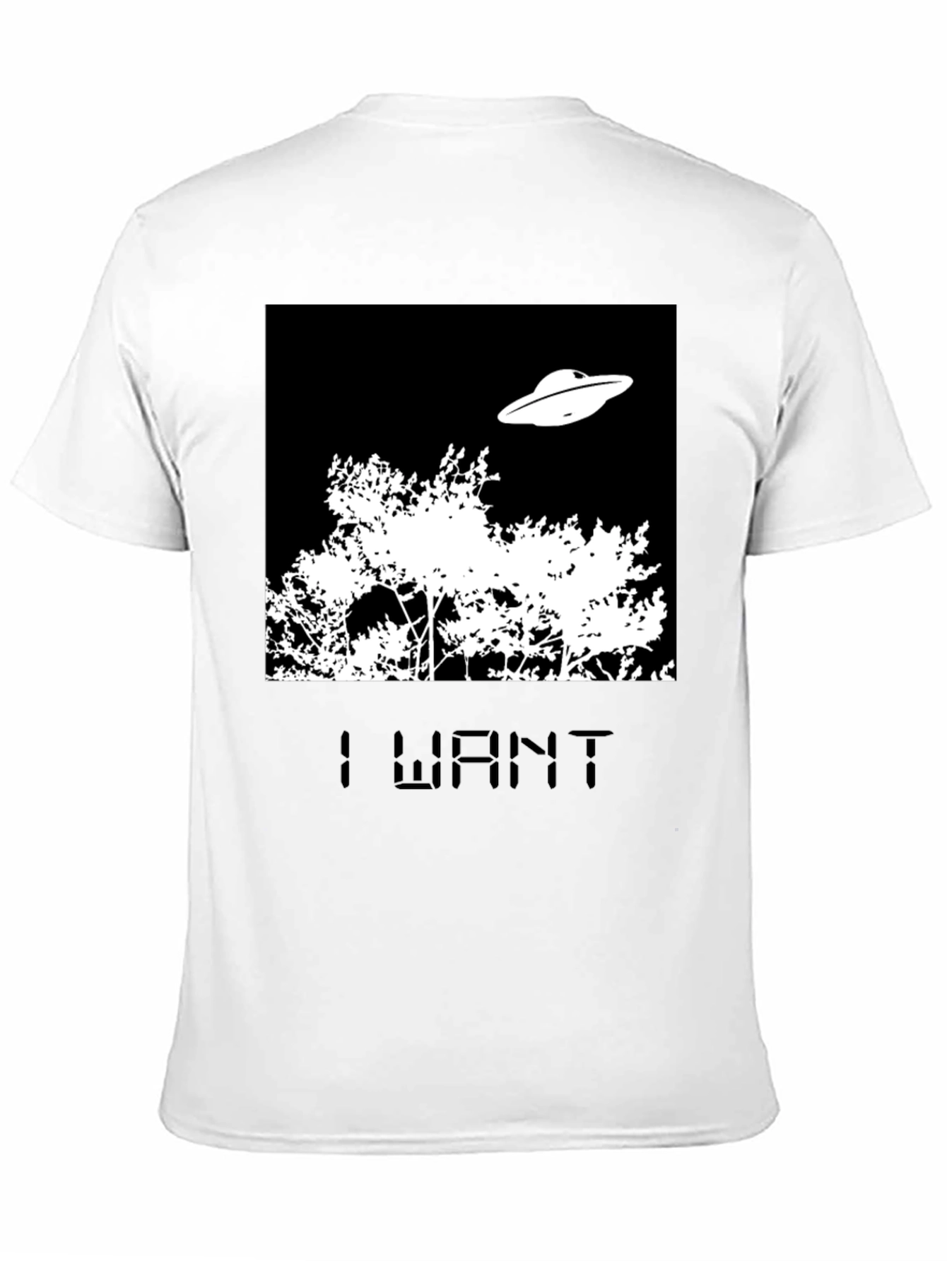 Black I Want T-Shirt UFO Tee Black Novelty  view 11