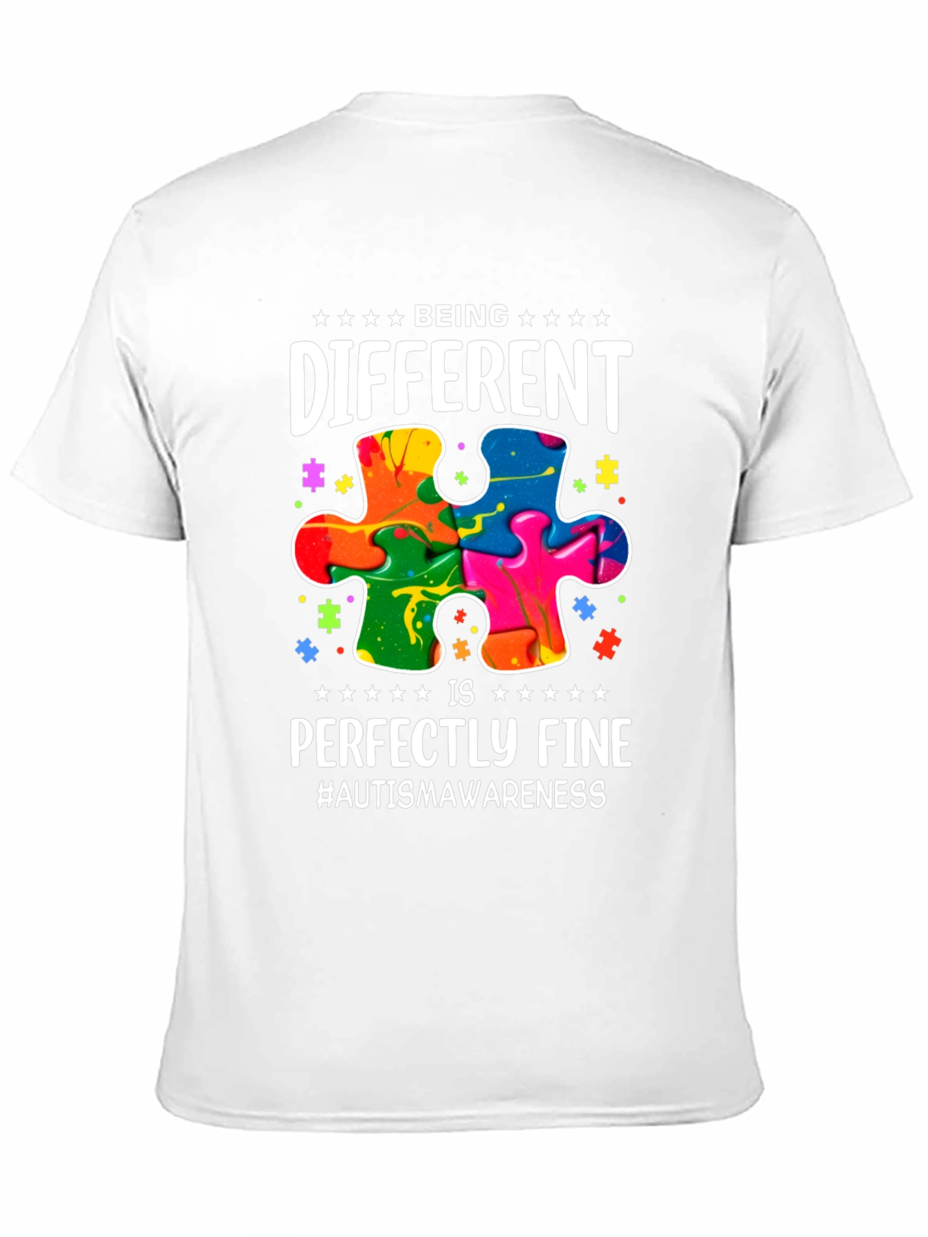 Black Autism Awareness T-Shirt - Being Different Puzzle Tee view 11