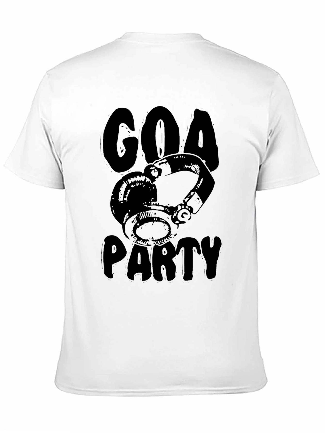 Black Goa Party Black Graphic T-Shirt - Headphones Design view 11