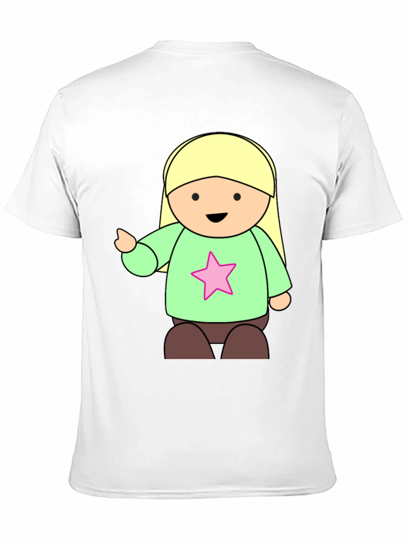 Black Cute Cartoon Girl Star T-Shirt - Black view 11
