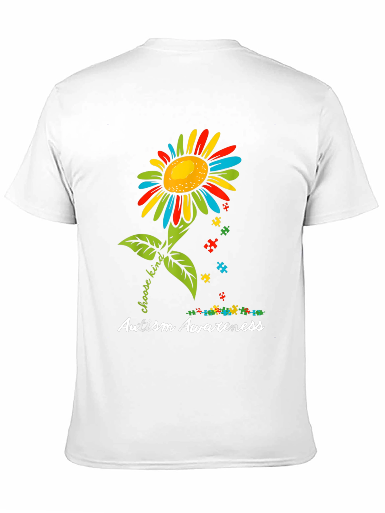Black Autism Awareness Sunflower T-Shirt - Choose Kind view 11