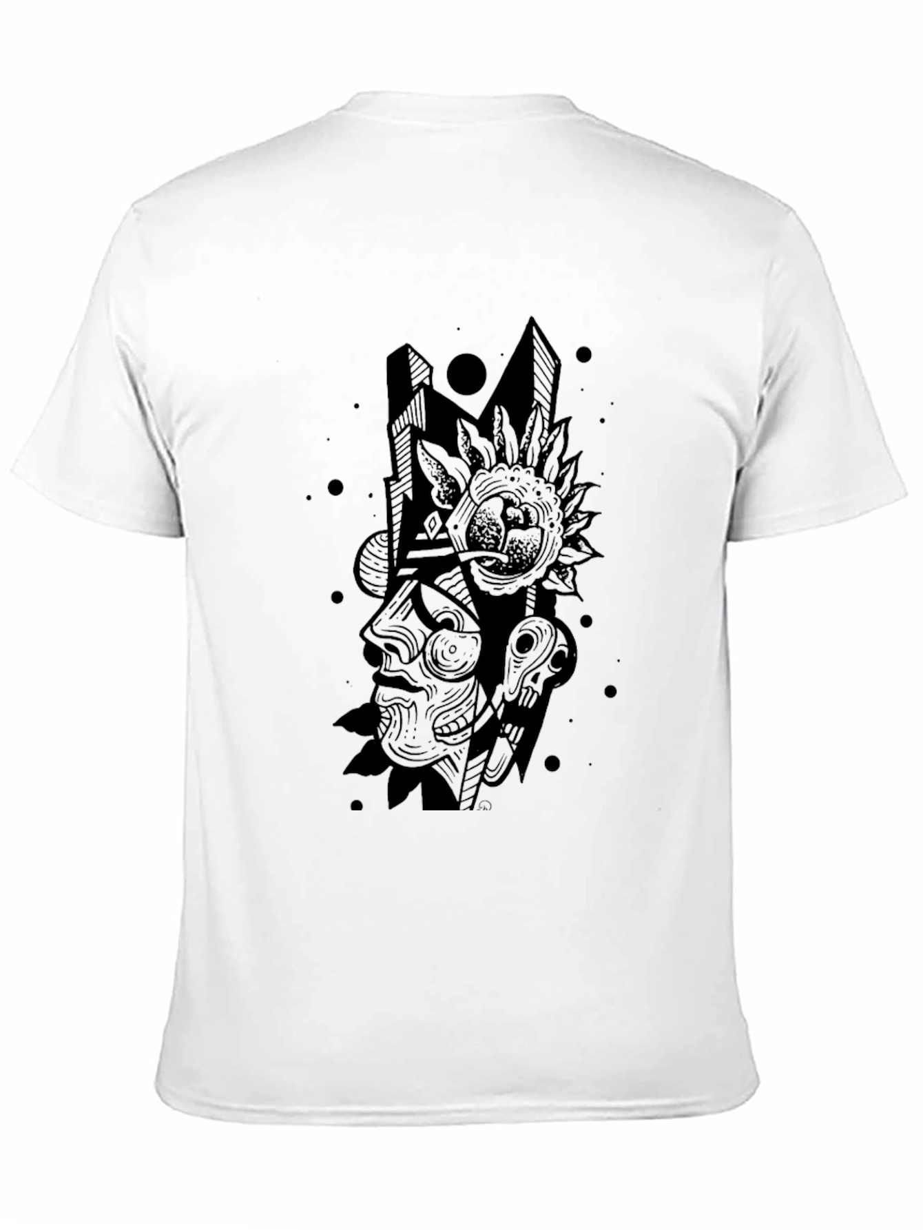 Black Abstract Graphic Print T-Shirt - Modern Art Tee view 11
