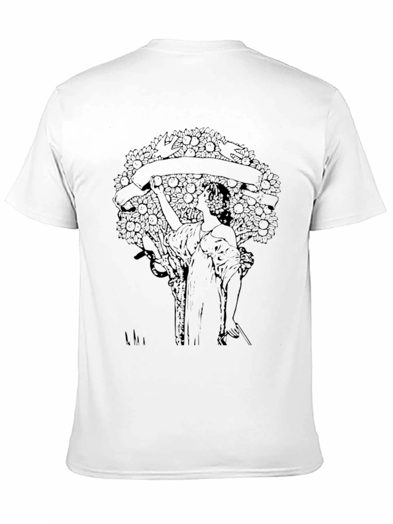 Black Art Nouveau Graphic Print Black T-Shirt view 11