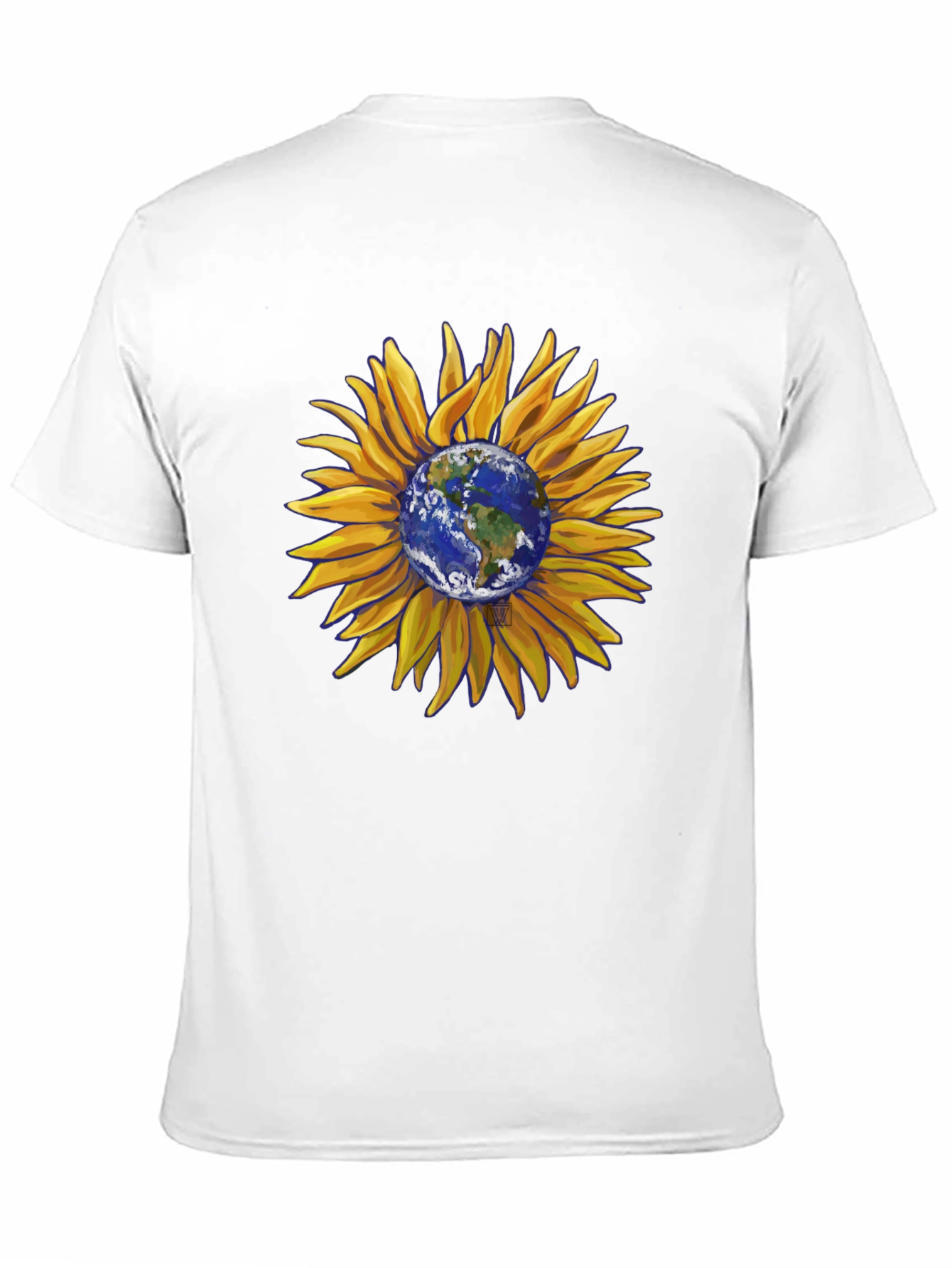 Black Sunflower Earth Graphic T-Shirt - Black Cotton Blend view 11