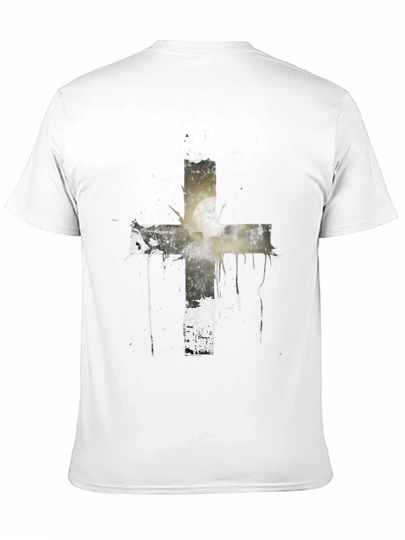 Black Grunge Cross Graphic Black T-Shirt view 11