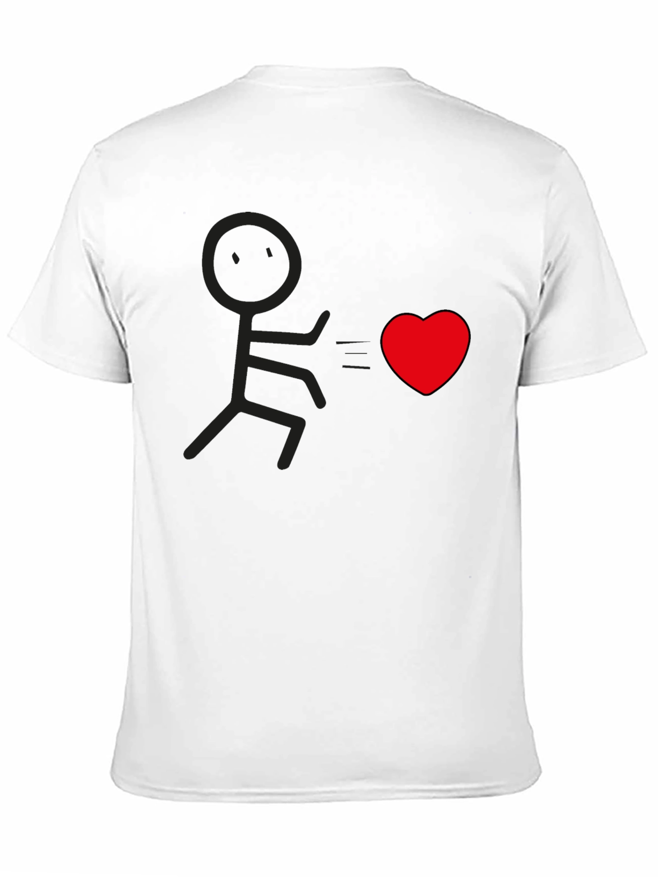 Black Stick Figure Chasing Heart Graphic Tee - Black view 11
