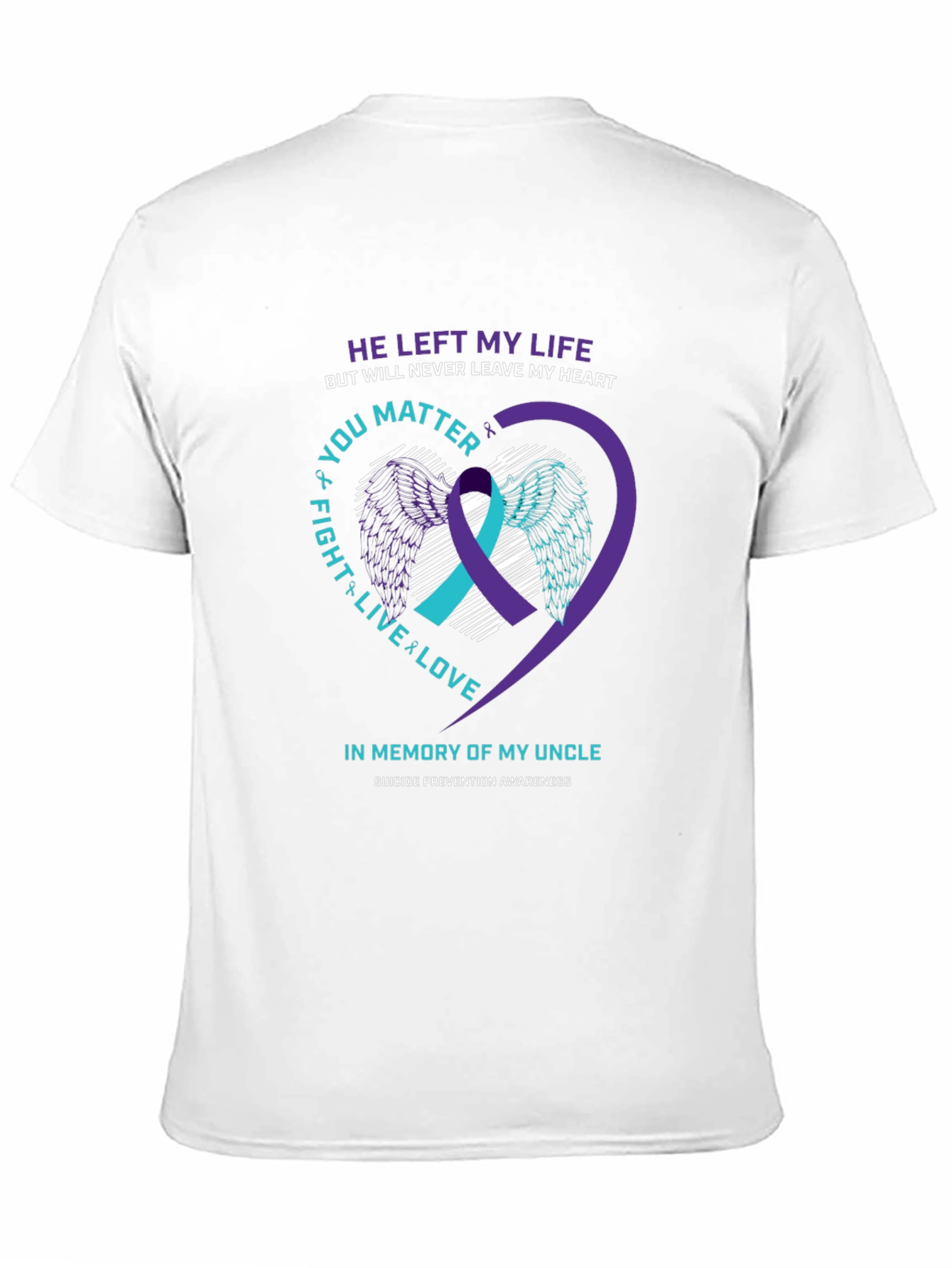 Black In Memory Of My Uncle Suicide Prevention Awareness T-Shirt view 11