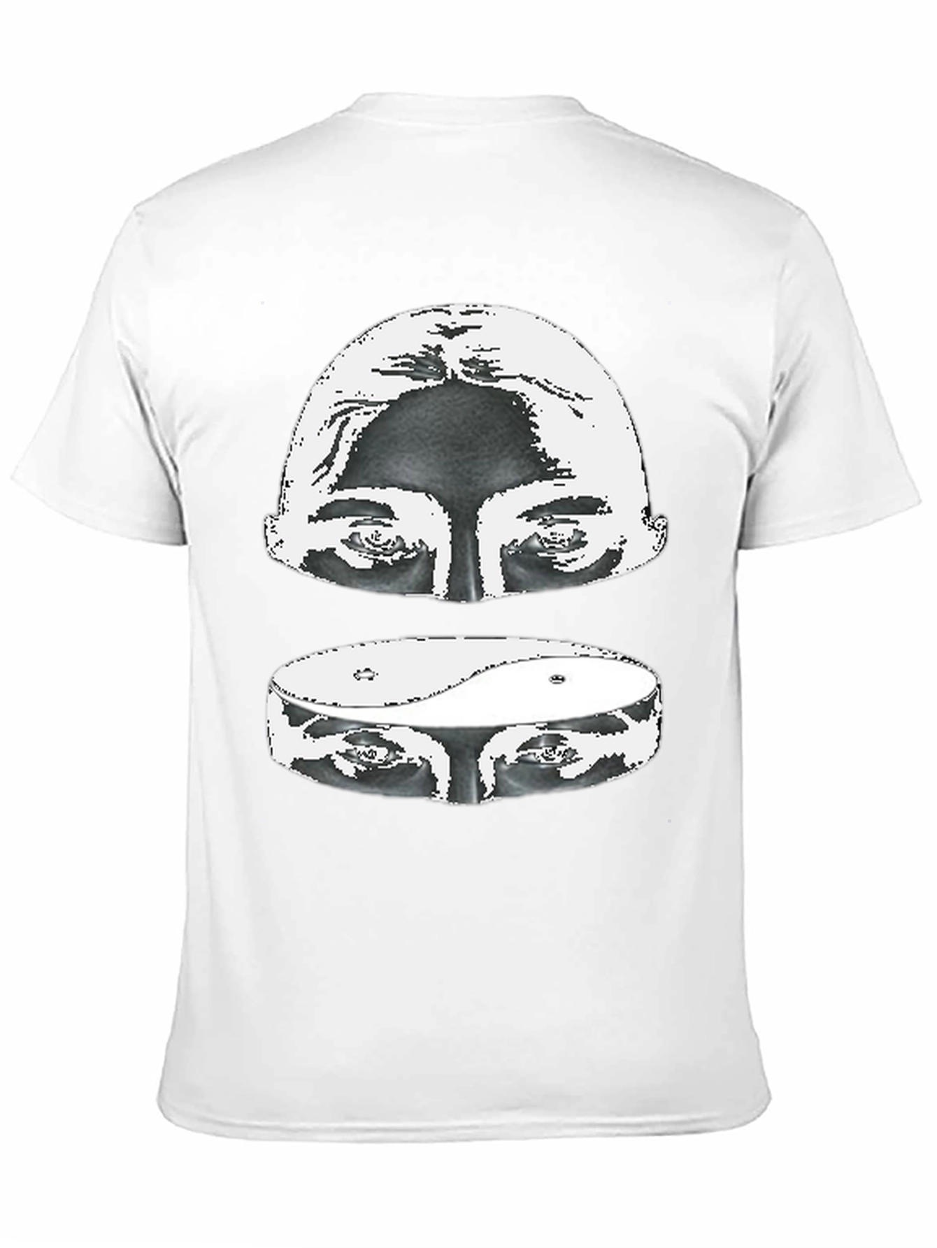 Black Yin Yang Eyes Graphic Print Black T-Shirt view 11