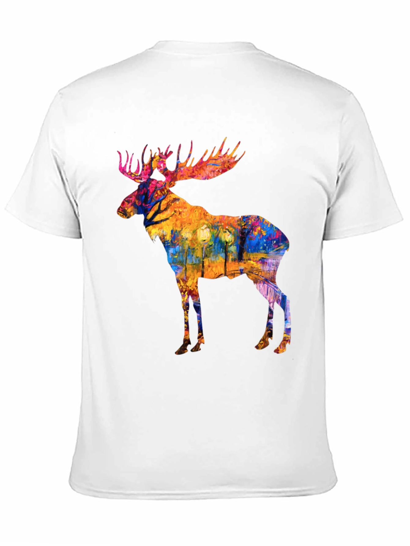 Black Abstract Moose Print Black T-Shirt view 11