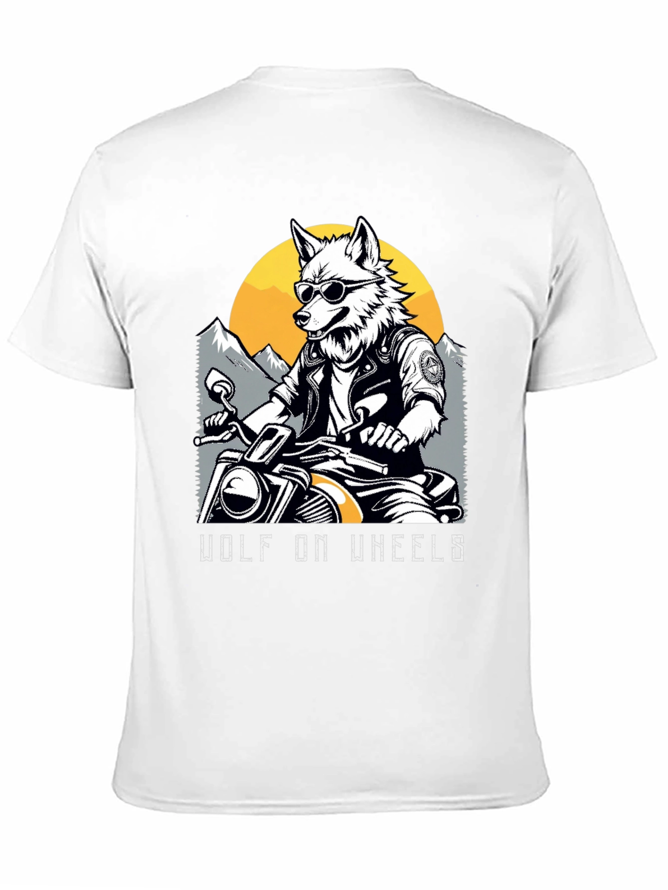 Black Wolf on Wheels Biker T-Shirt view 11