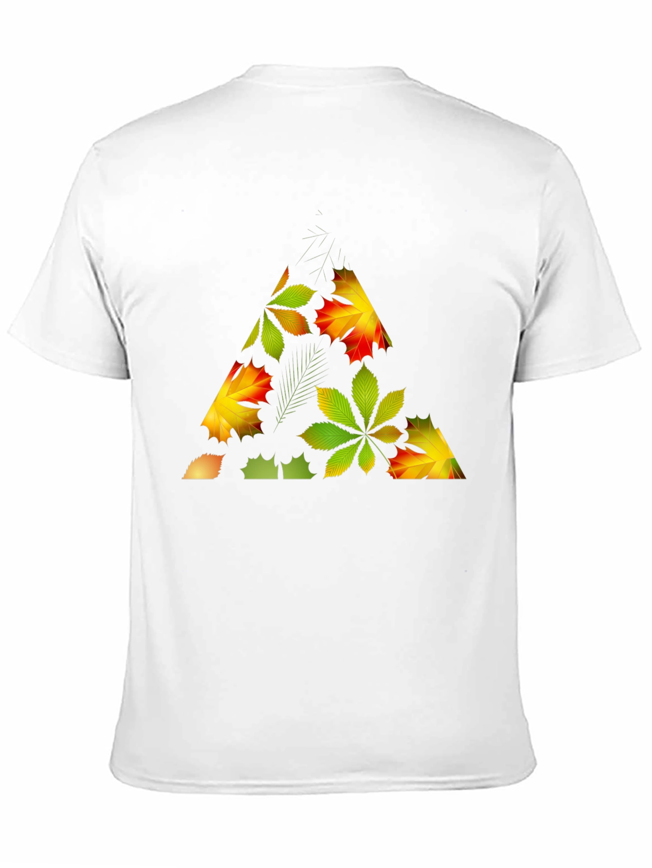 Black Autumn Leaf Triangle Black T-Shirt view 11